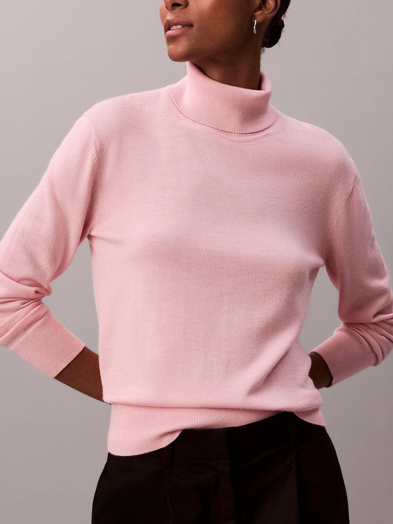 Sweater Cuello Alto C Lana Merino Rosado Calvin Klein-3