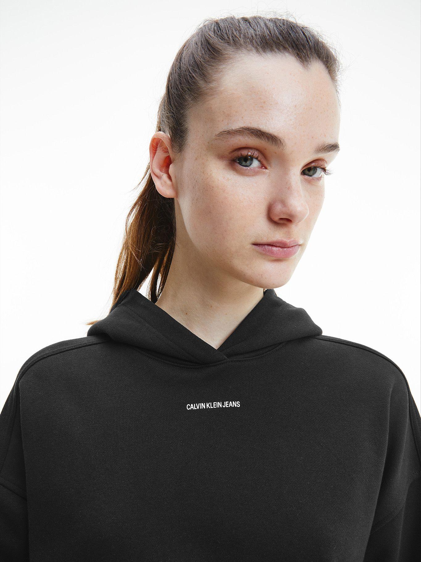 Hoodie Oversized Micro Branding Negro Calvin Klein-3