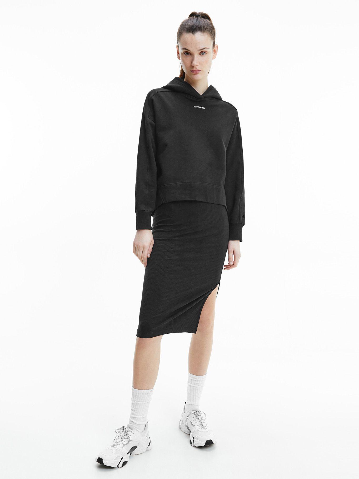 Hoodie Oversized Micro Branding Negro Calvin Klein-1