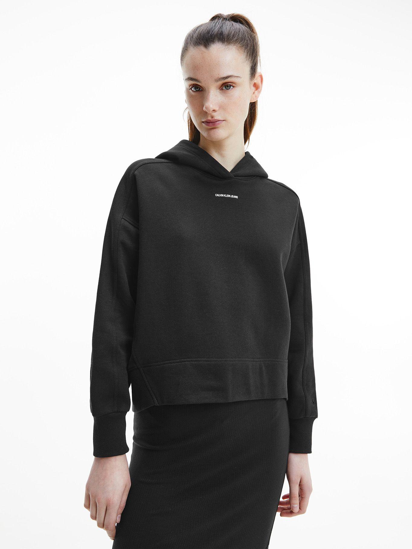 Hoodie Oversized Micro Branding Negro Calvin Klein-0