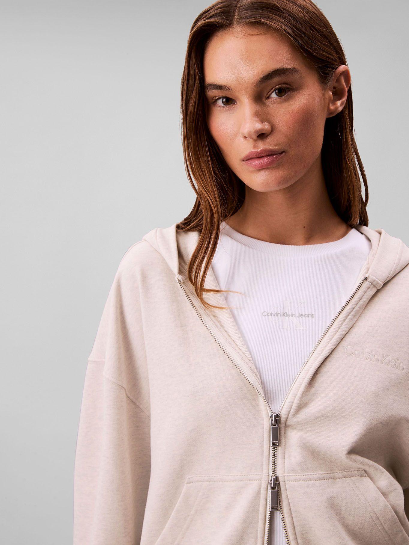 Polerón C Gorro De Cremallera Blanco Calvin Klein-3