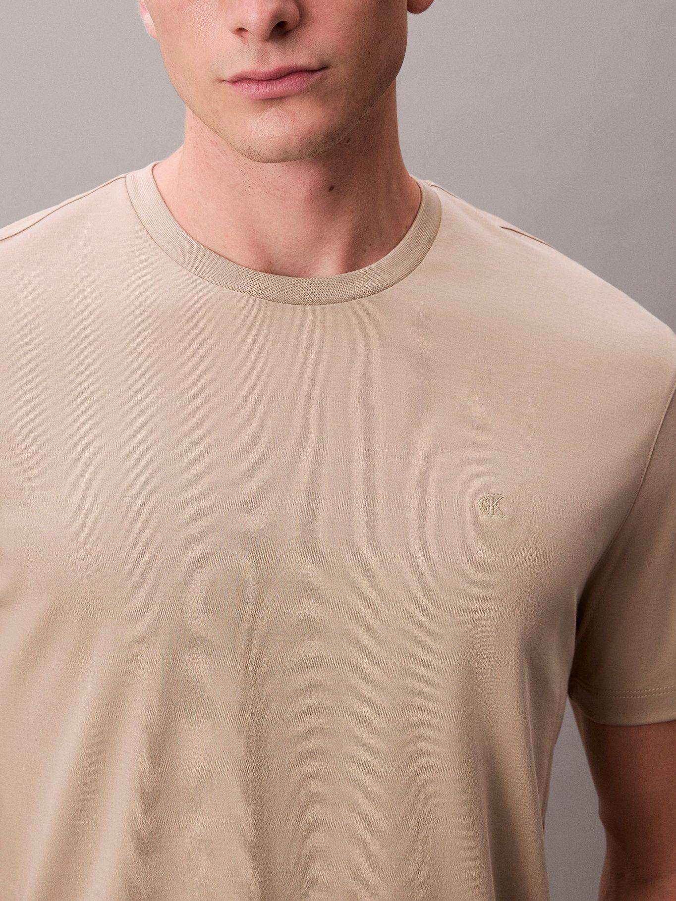Polera de Algodón con Logo Bordado Beige Calvin Klein-4