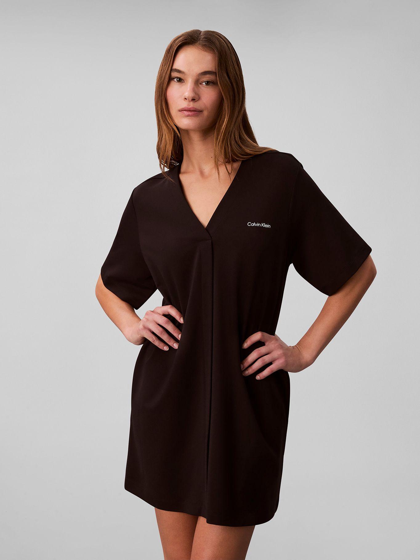 Vestido Mini de Punto Milano Negro Calvin Klein-0