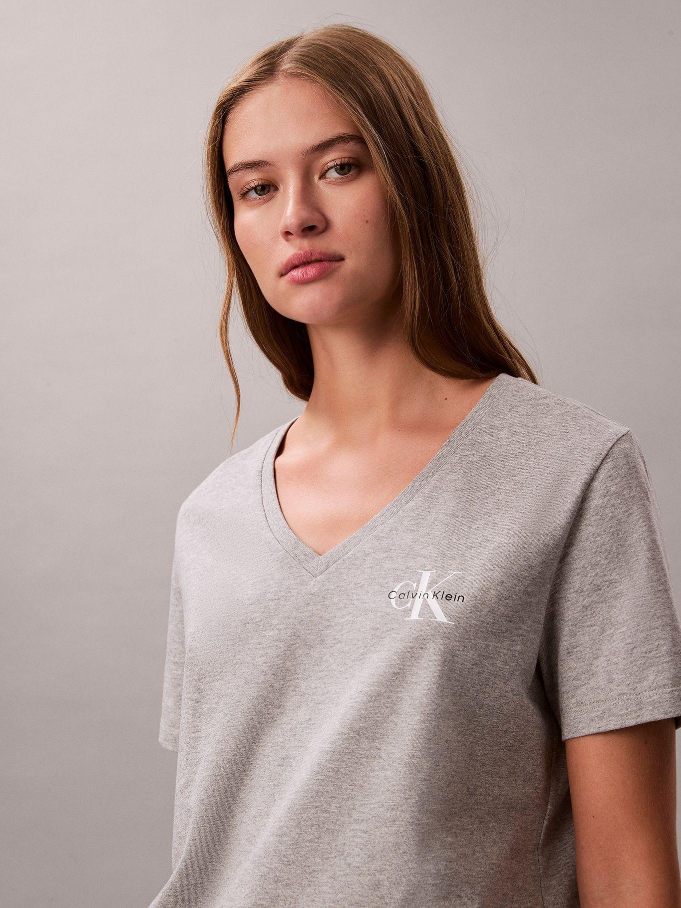 Pack de 2 Poleras con Cuello En V Gris Calvin Klein-4