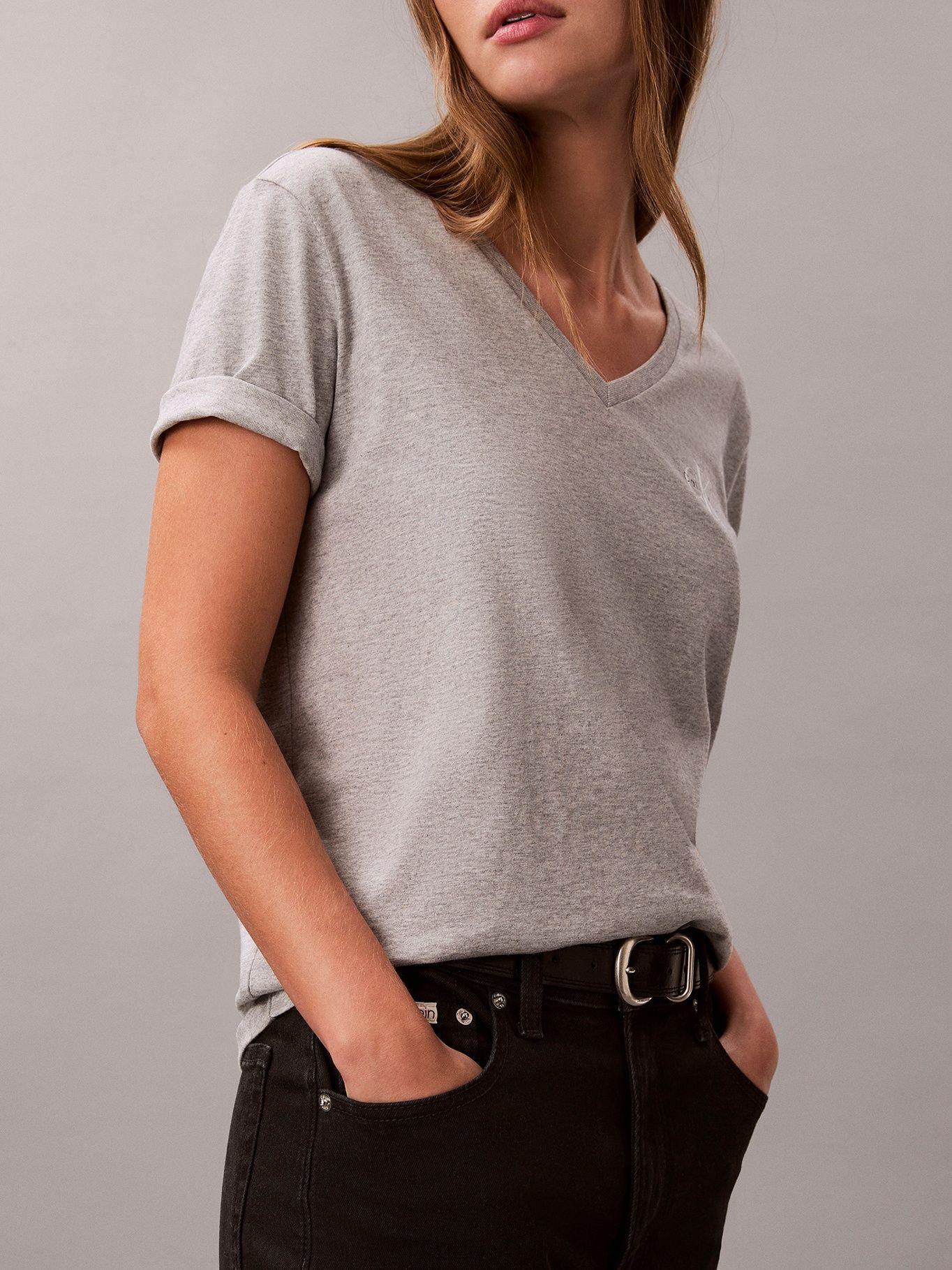 Pack de 2 Poleras con Cuello En V Gris Calvin Klein-5