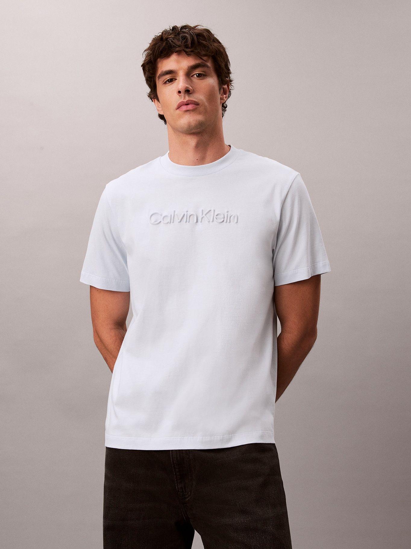 Polera con Logo en Relieve Celeste Calvin Klein-0