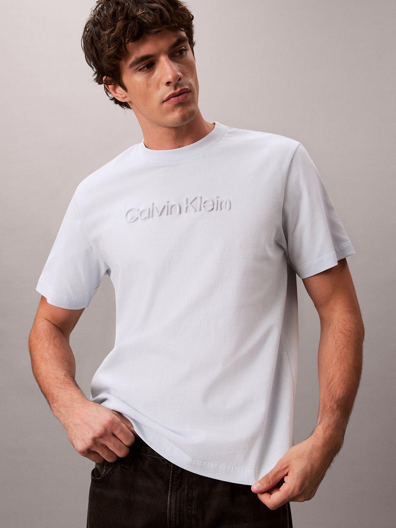 Polera con Logo en Relieve Celeste Calvin Klein-3