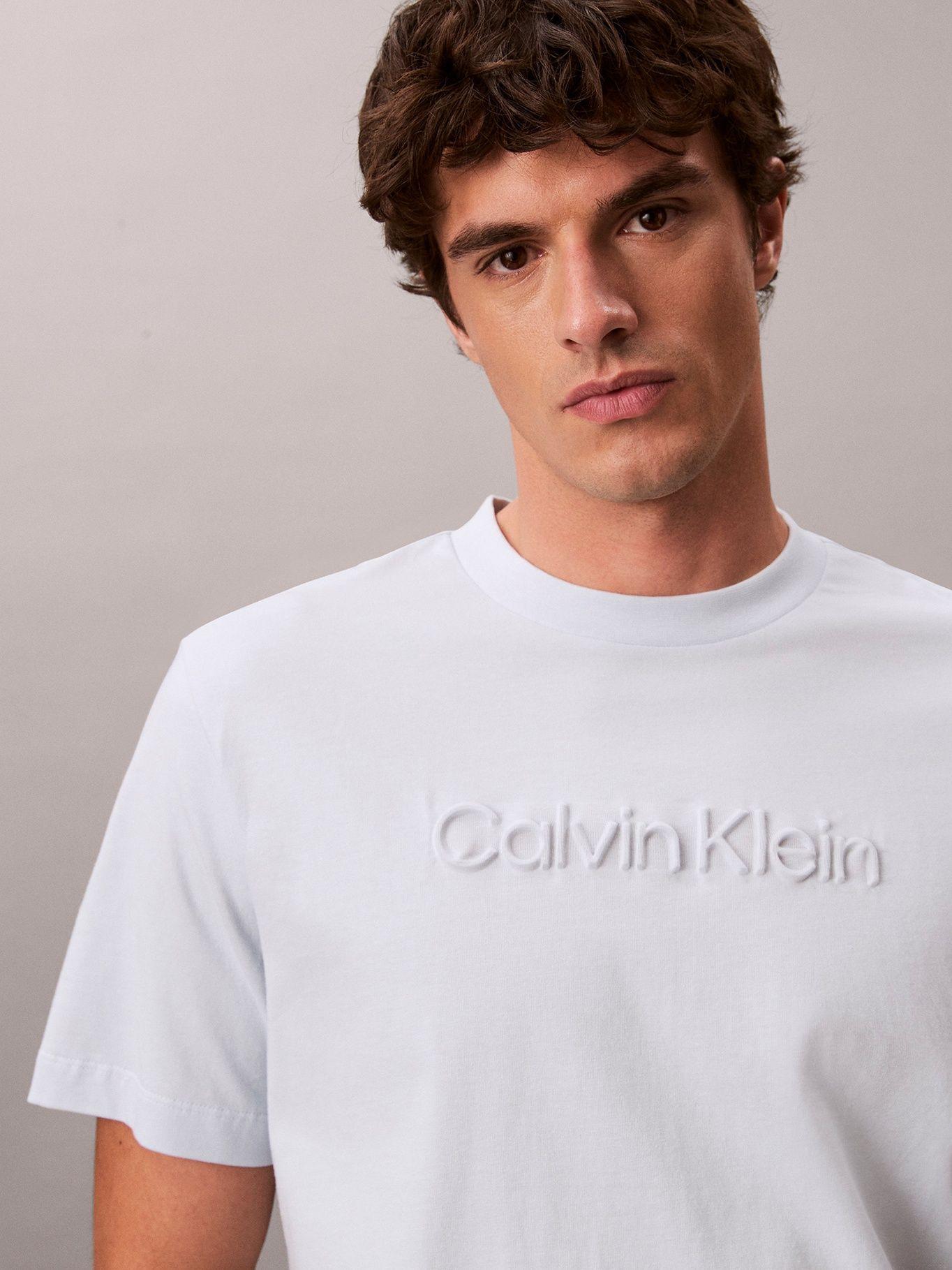 Polera con Logo en Relieve Celeste Calvin Klein-4