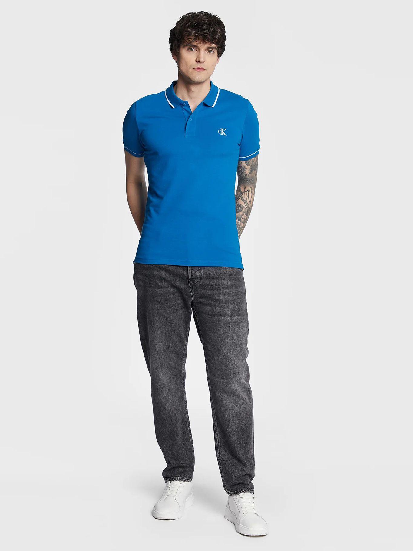 Polo slim de algodón orgánico Azul Calvin Klein-1
