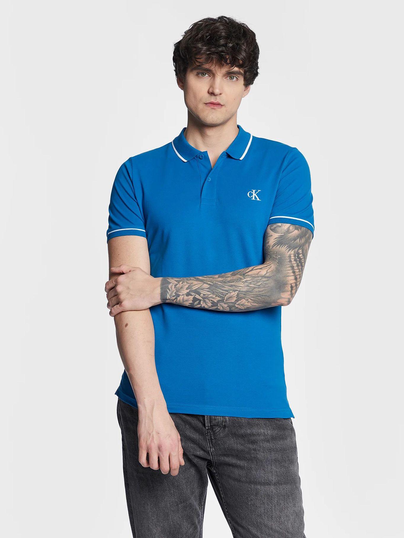 Polo slim de algodón orgánico Azul Calvin Klein-0