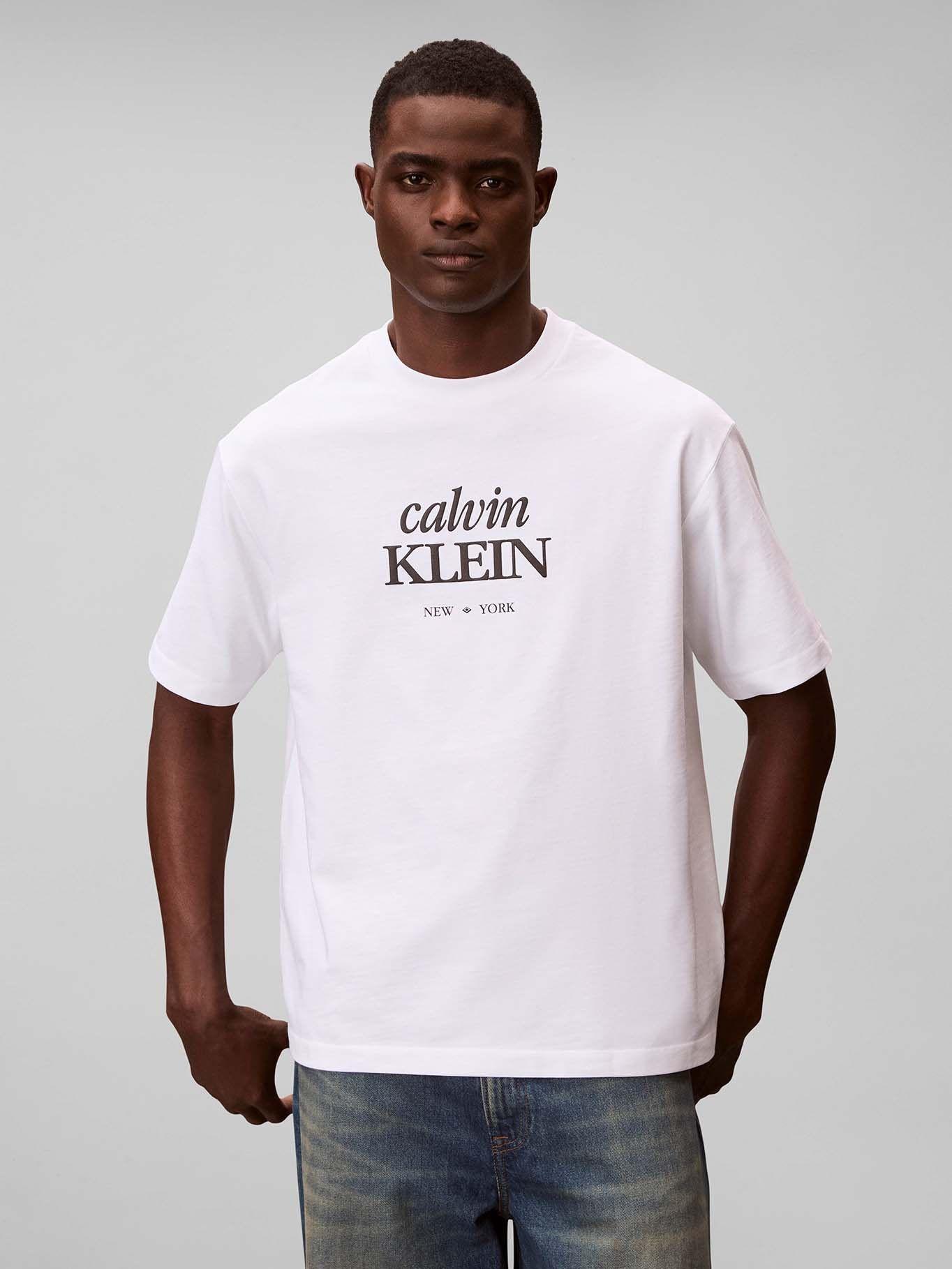 Polera con Logo Estampado Blanco Calvin Klein-0