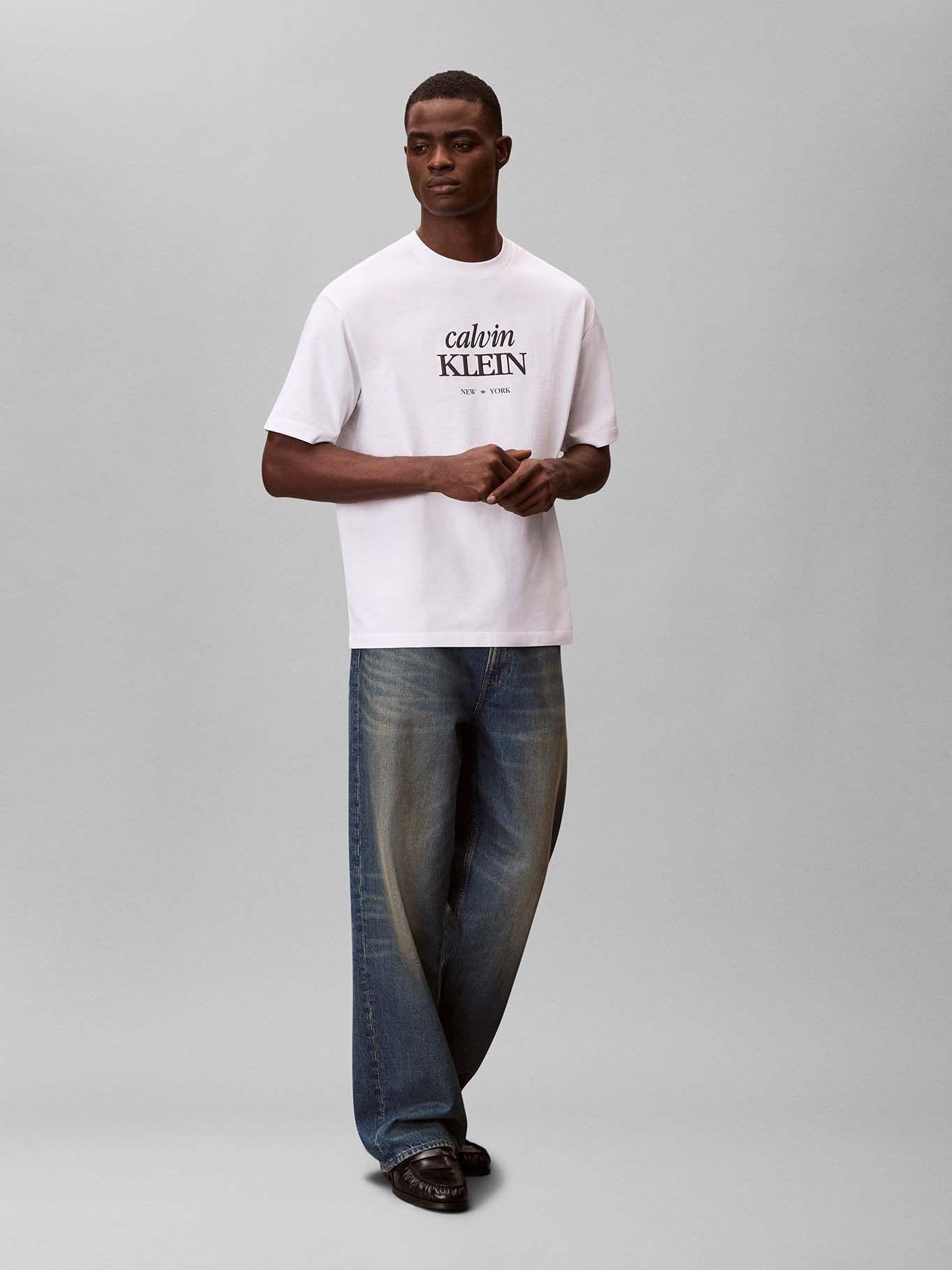 Polera con Logo Estampado Blanco Calvin Klein-1