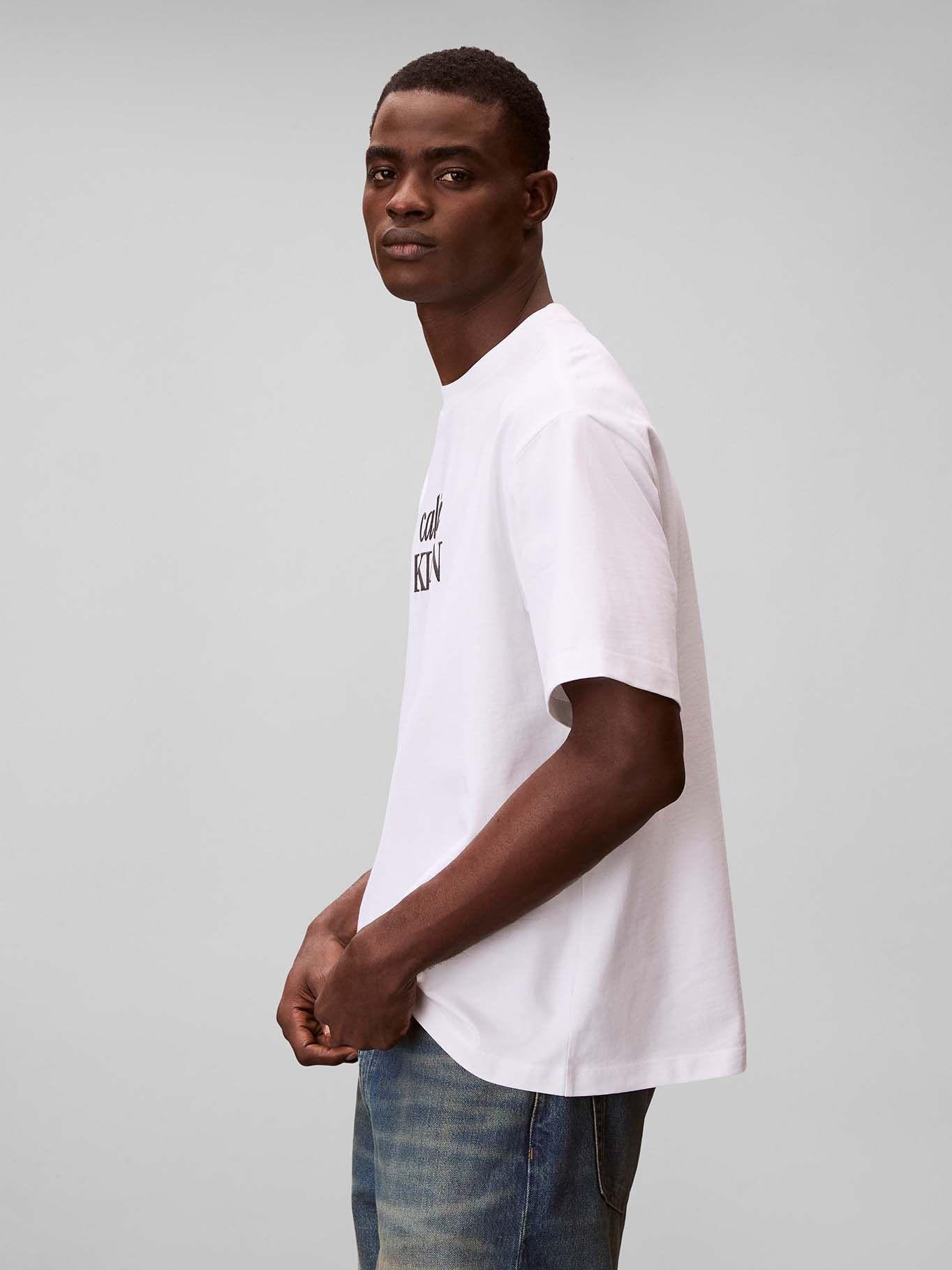 Polera con Logo Estampado Blanco Calvin Klein-3