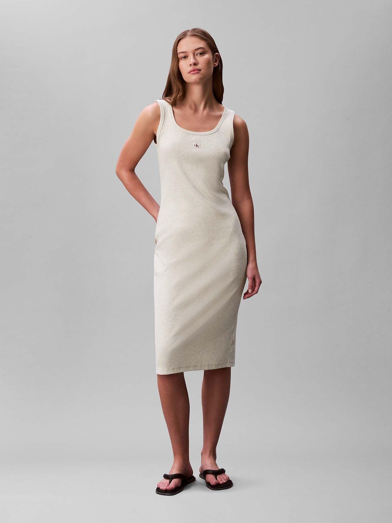 Vestido de Punto con Tirantes Beige Calvin Klein-0