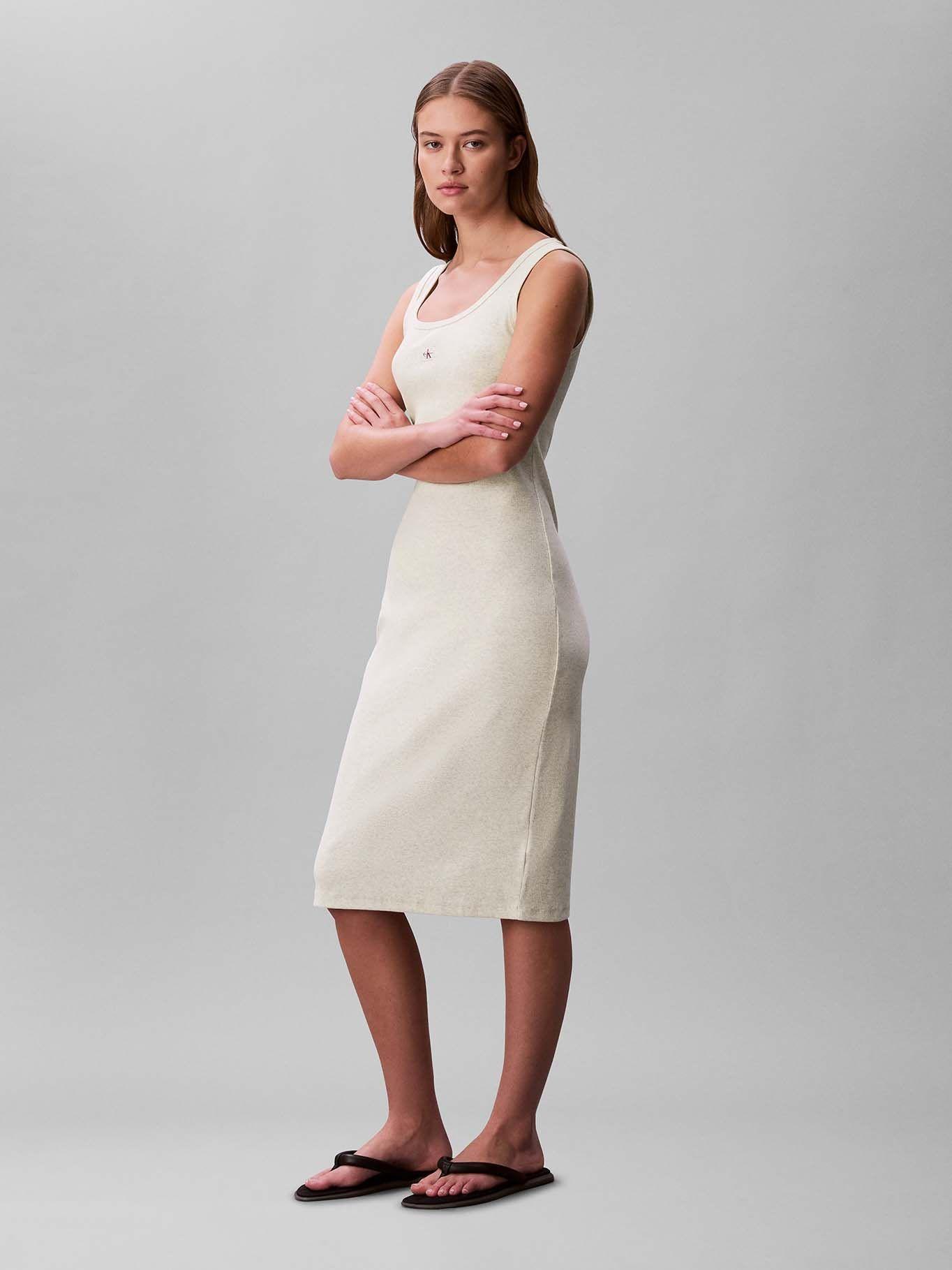 Vestido de Punto con Tirantes Beige Calvin Klein-2