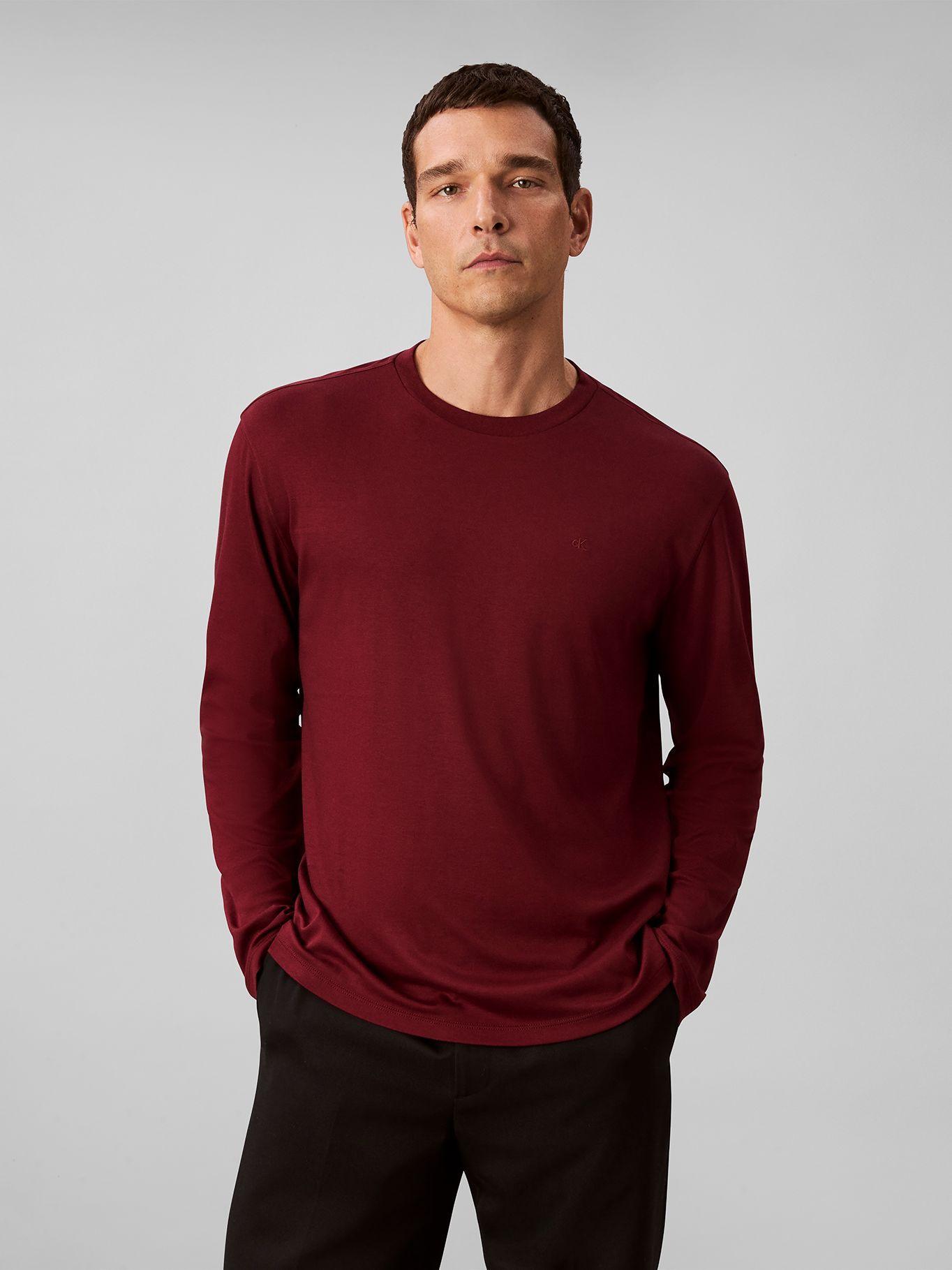 Polera de Algodón Supima Interlock Burdeo Calvin Klein-0