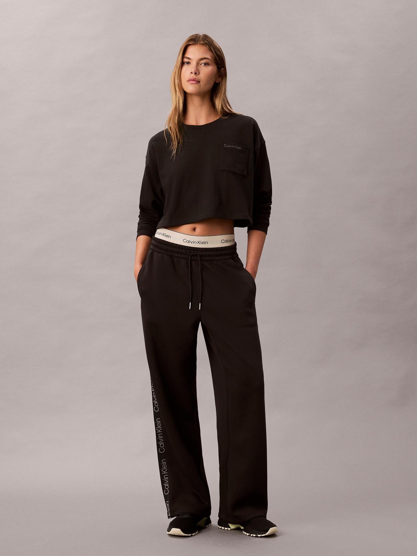 Polera De Pijama De Algodón Con Logo Negro Calvin Klein-1