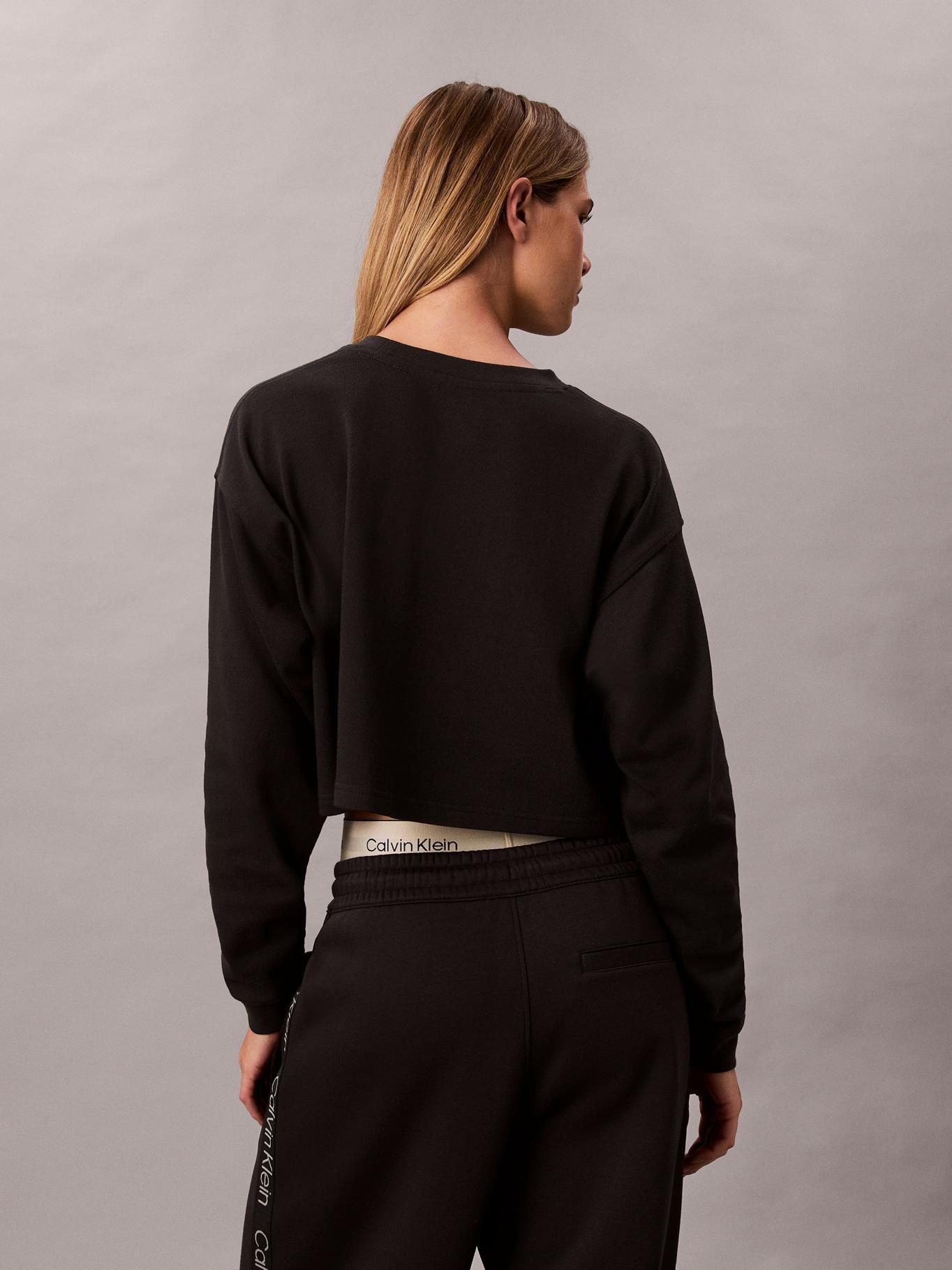 Polera De Pijama De Algodón Con Logo Negro Calvin Klein-2