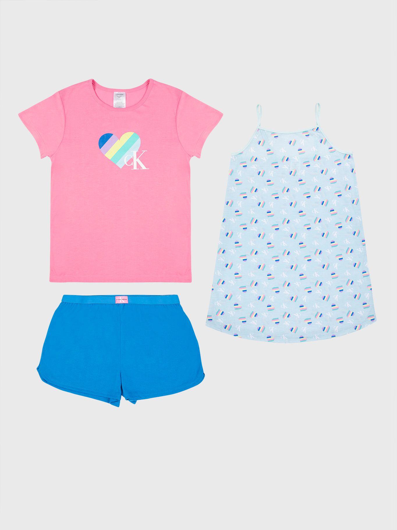 Pijama Niña Set 3 Piezas Multicolor 701 Calvin Klein-0