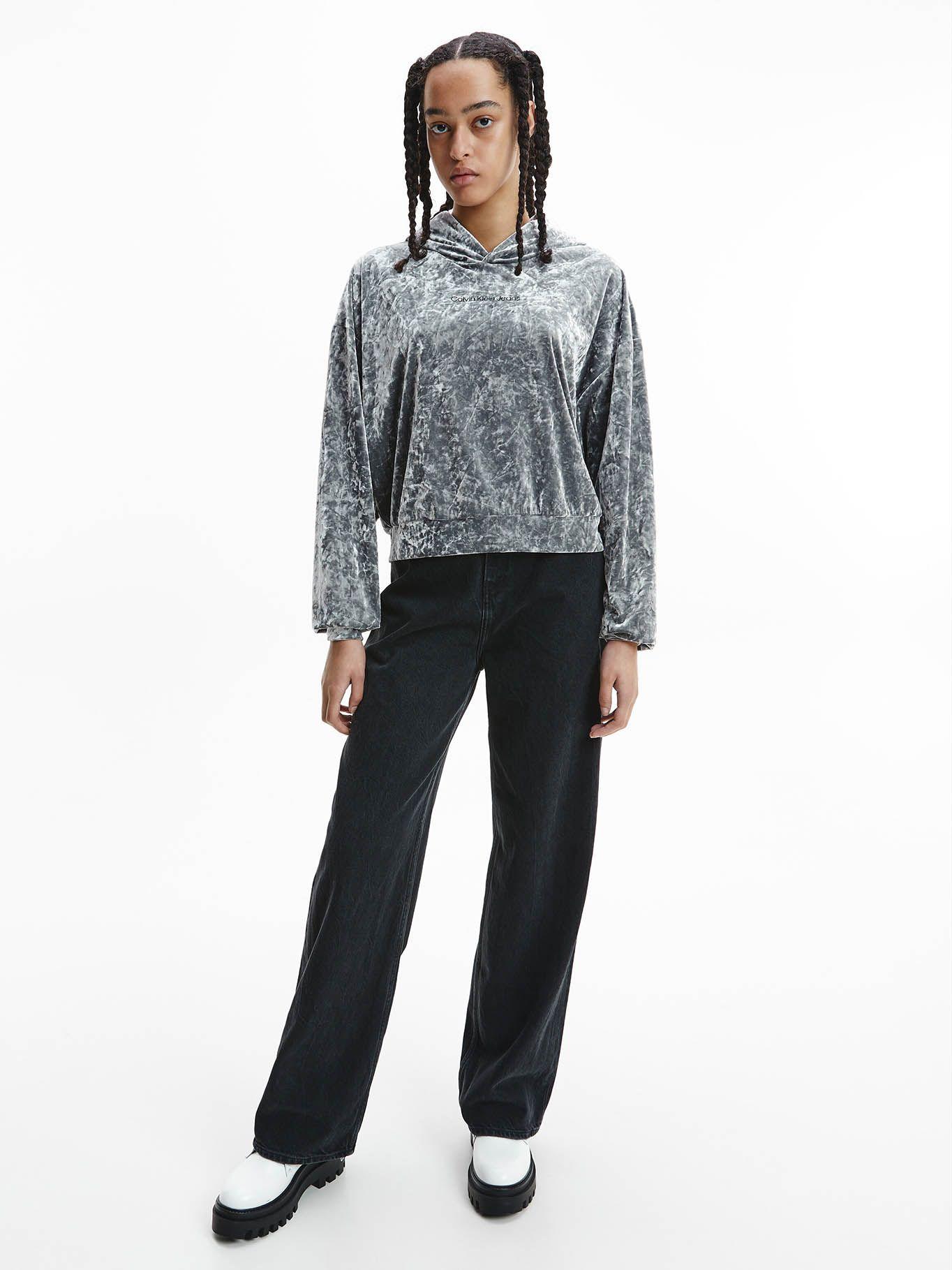 Hoodie Metallic Velvet Gris Calvin Klein-1