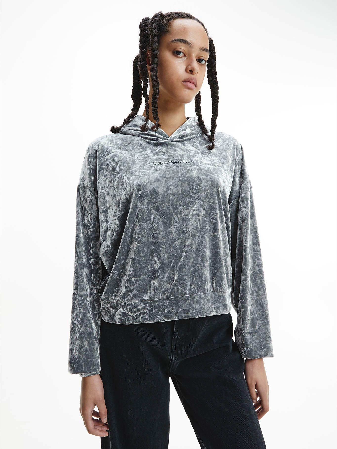 Hoodie Metallic Velvet Gris Calvin Klein-0