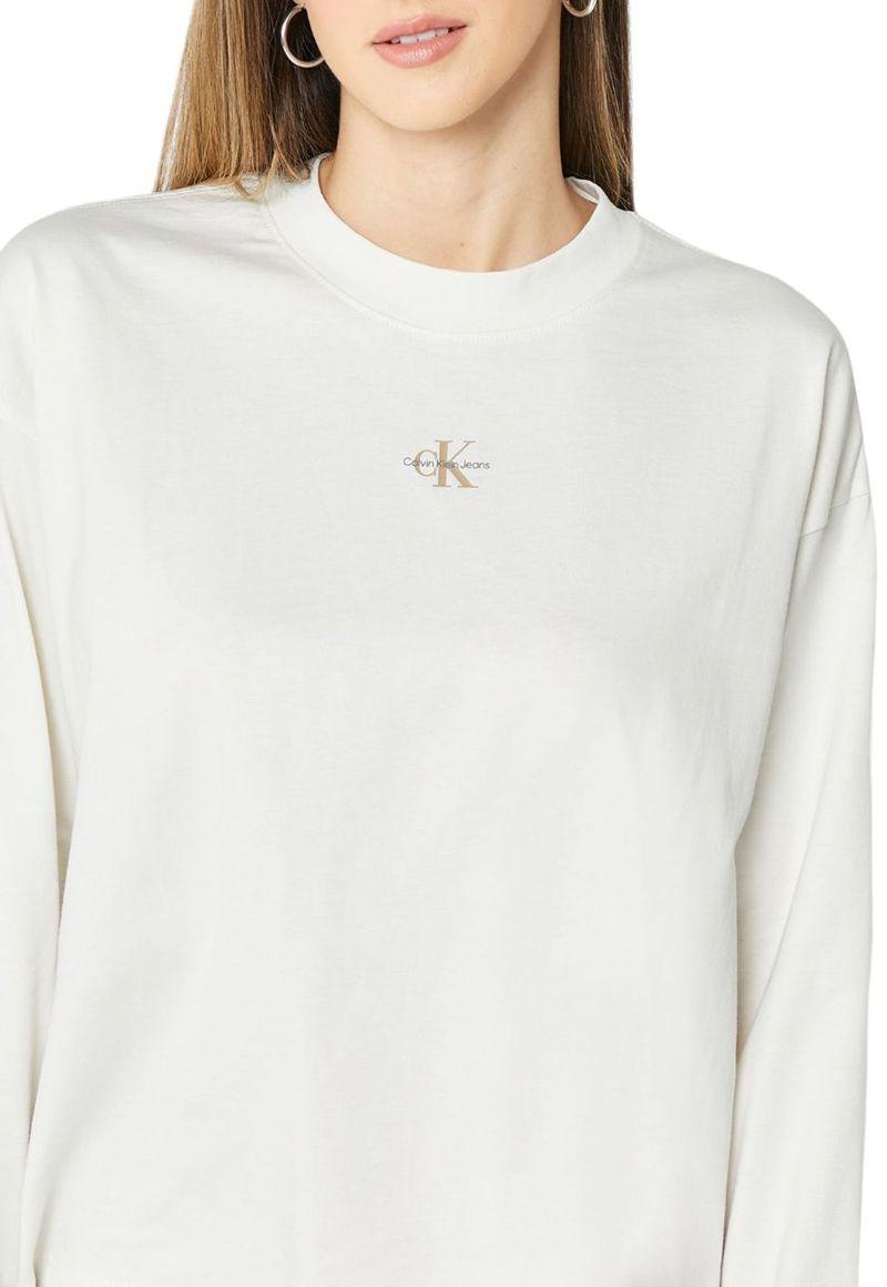 Camiseta manga larga con logo Blanco Calvin Klein-3