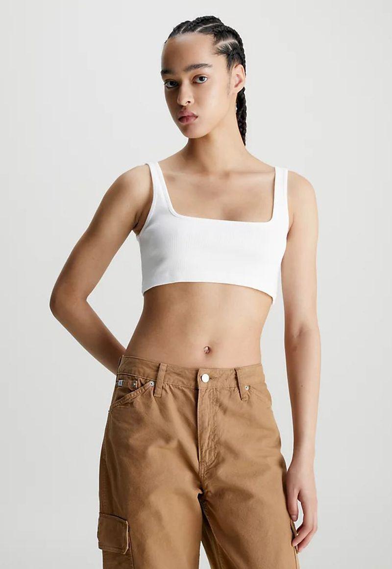 Corpiño de punto de canalé Blanco Calvin Klein-0