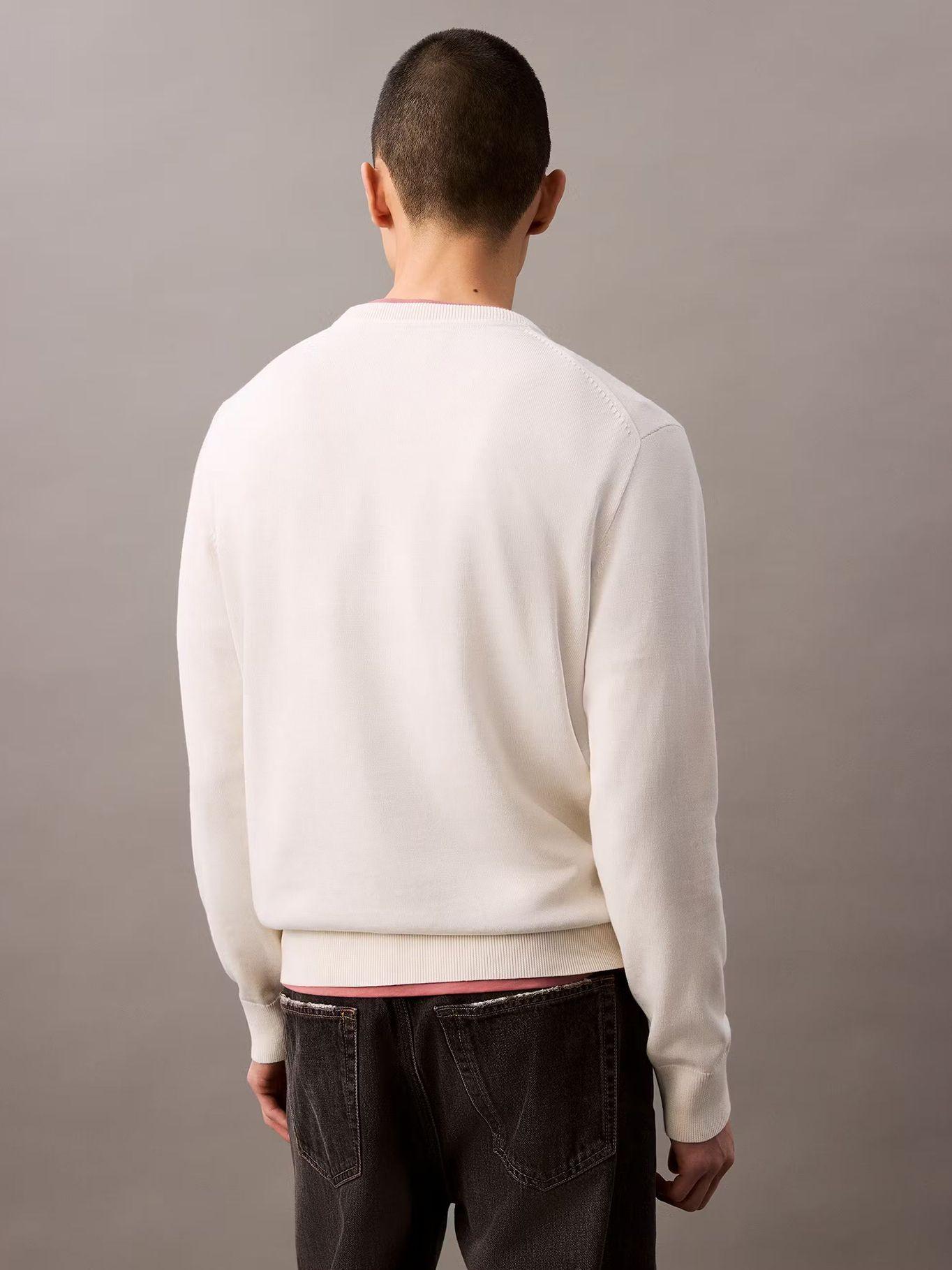 Sweater de Algodón Monograma Tonal Blanco Calvin Klein-2