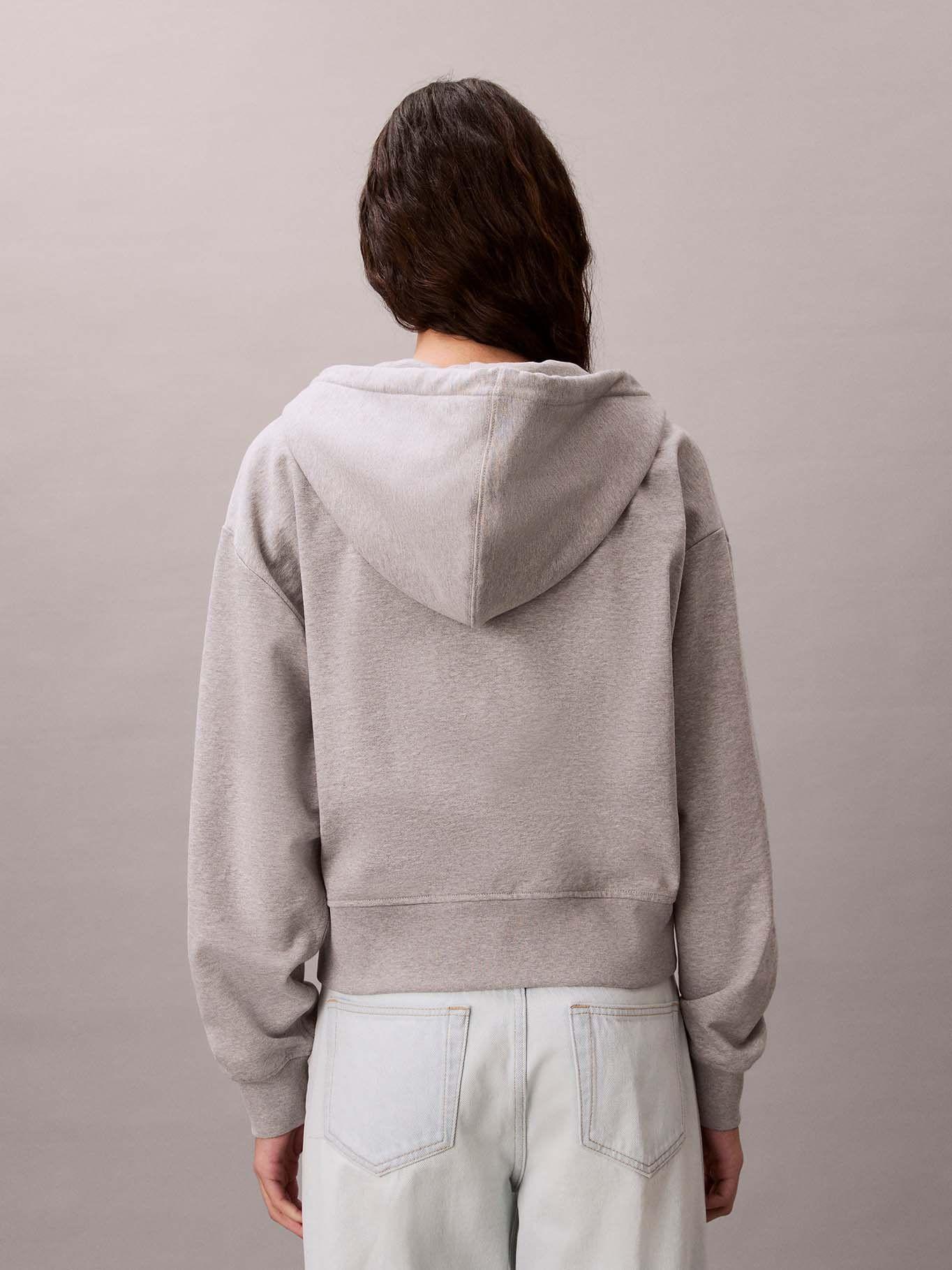 Polerón Cropped con Cierre Cremallera Gris Calvin Klein-2