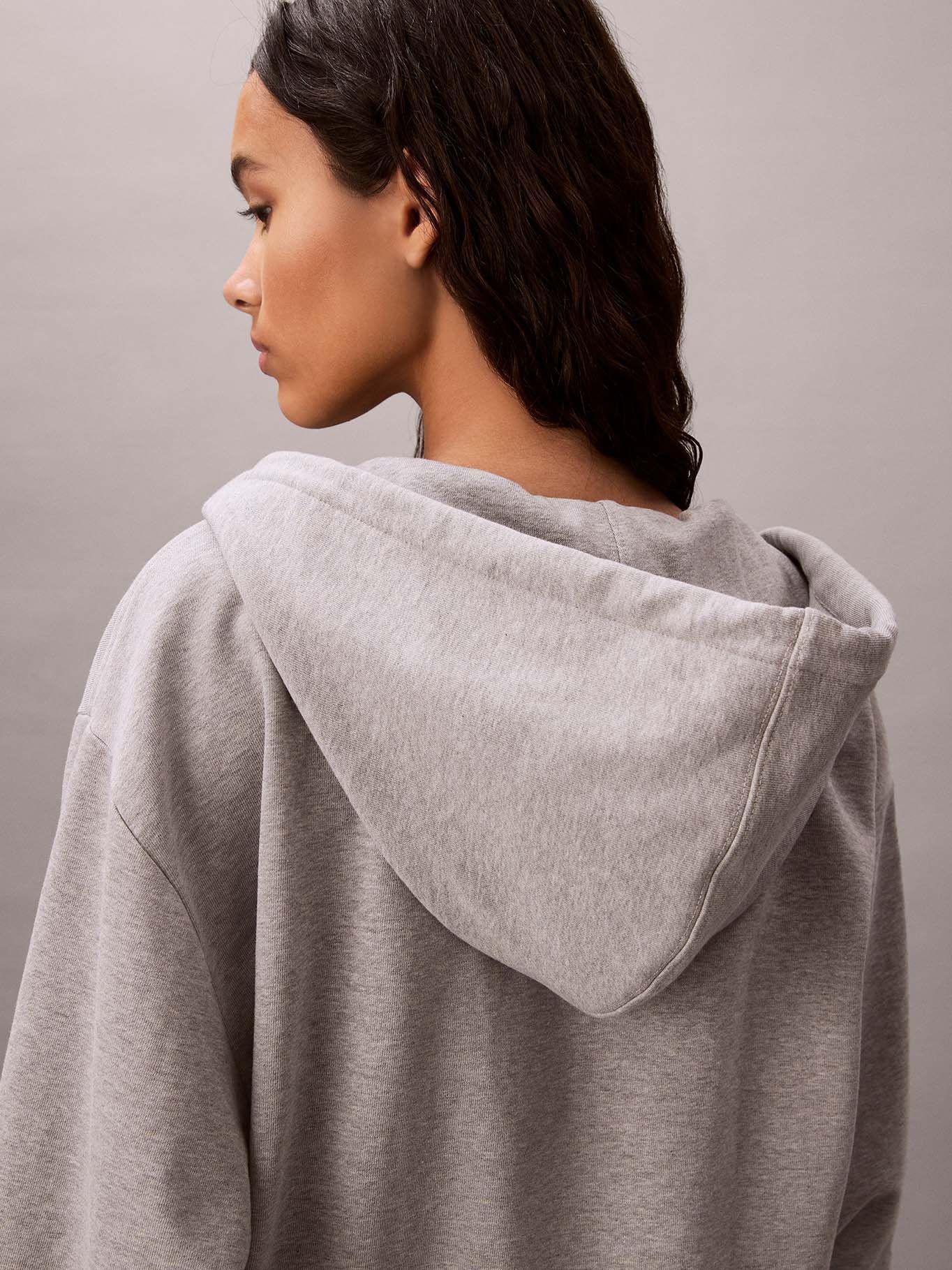 Polerón Cropped con Cierre Cremallera Gris Calvin Klein-5