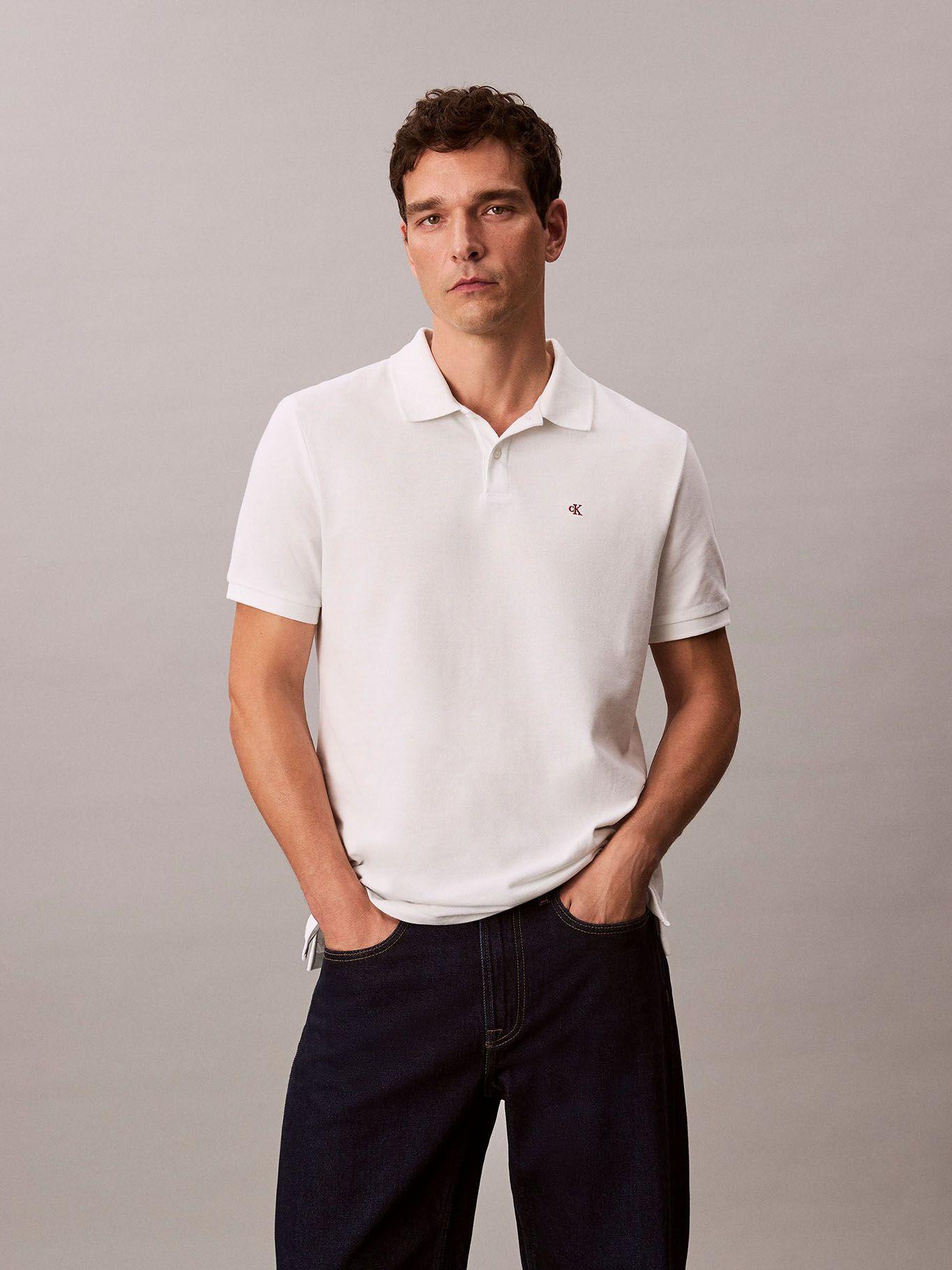 Polo con Monograma Blanco Calvin Klein-0
