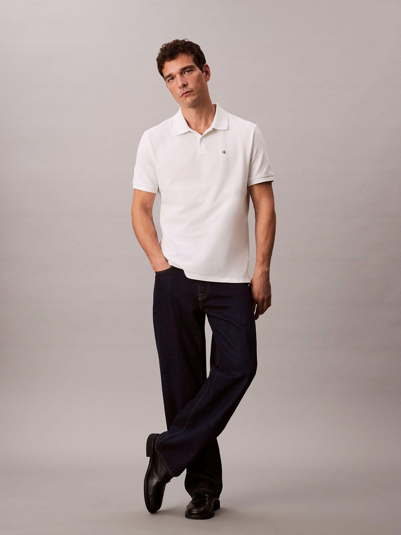 Polo con Monograma Blanco Calvin Klein-1