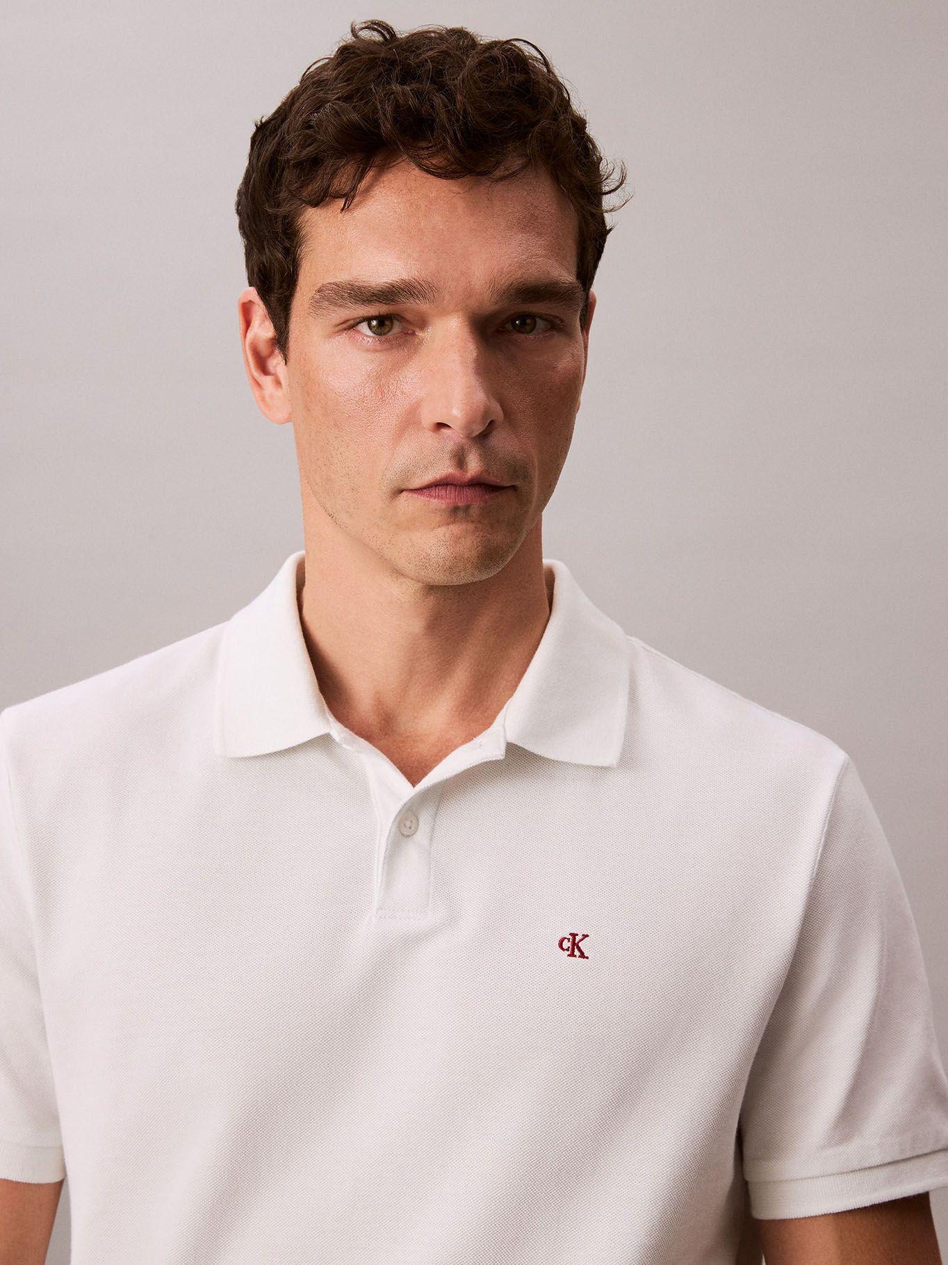 Polo con Monograma Blanco Calvin Klein-4
