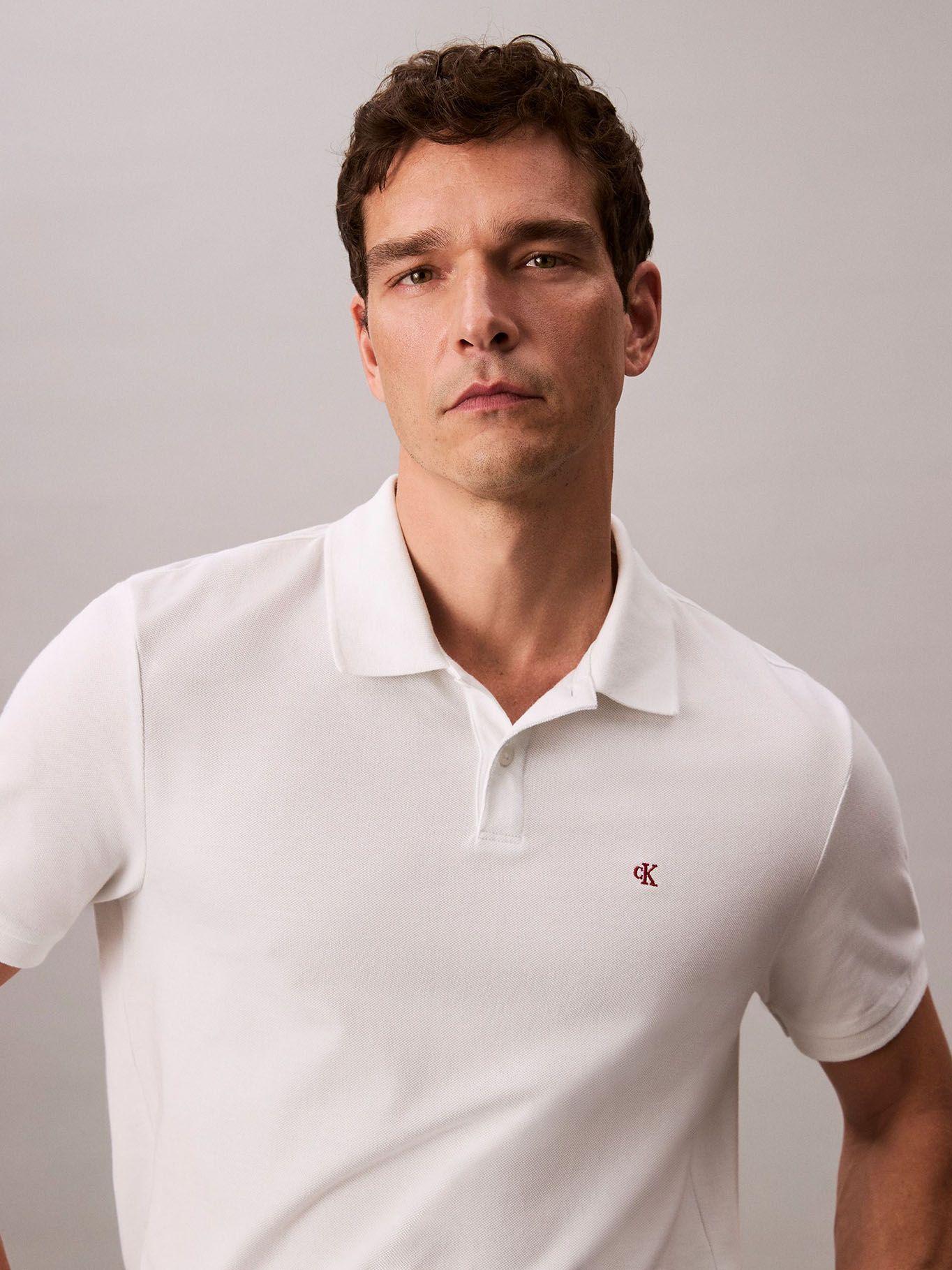 Polo con Monograma Blanco Calvin Klein-5