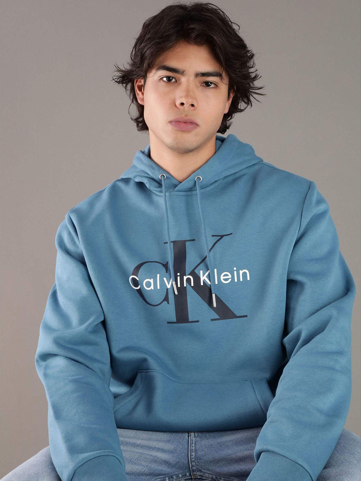 Polerón con Gorro Monograma Azul Calvin Klein-3