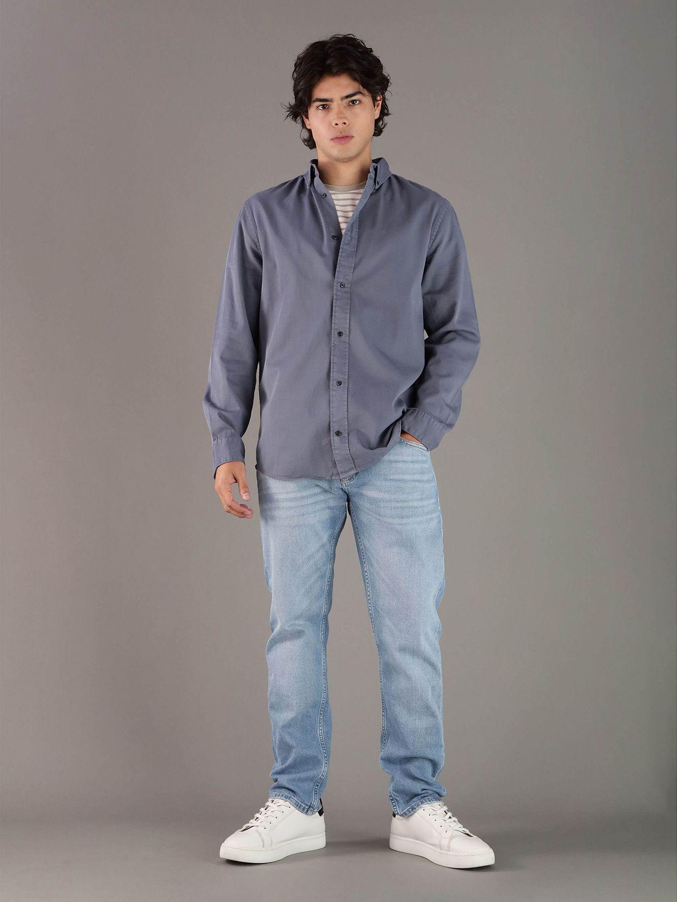 Camisa Garment Dyed Gris Calvin Klein-1