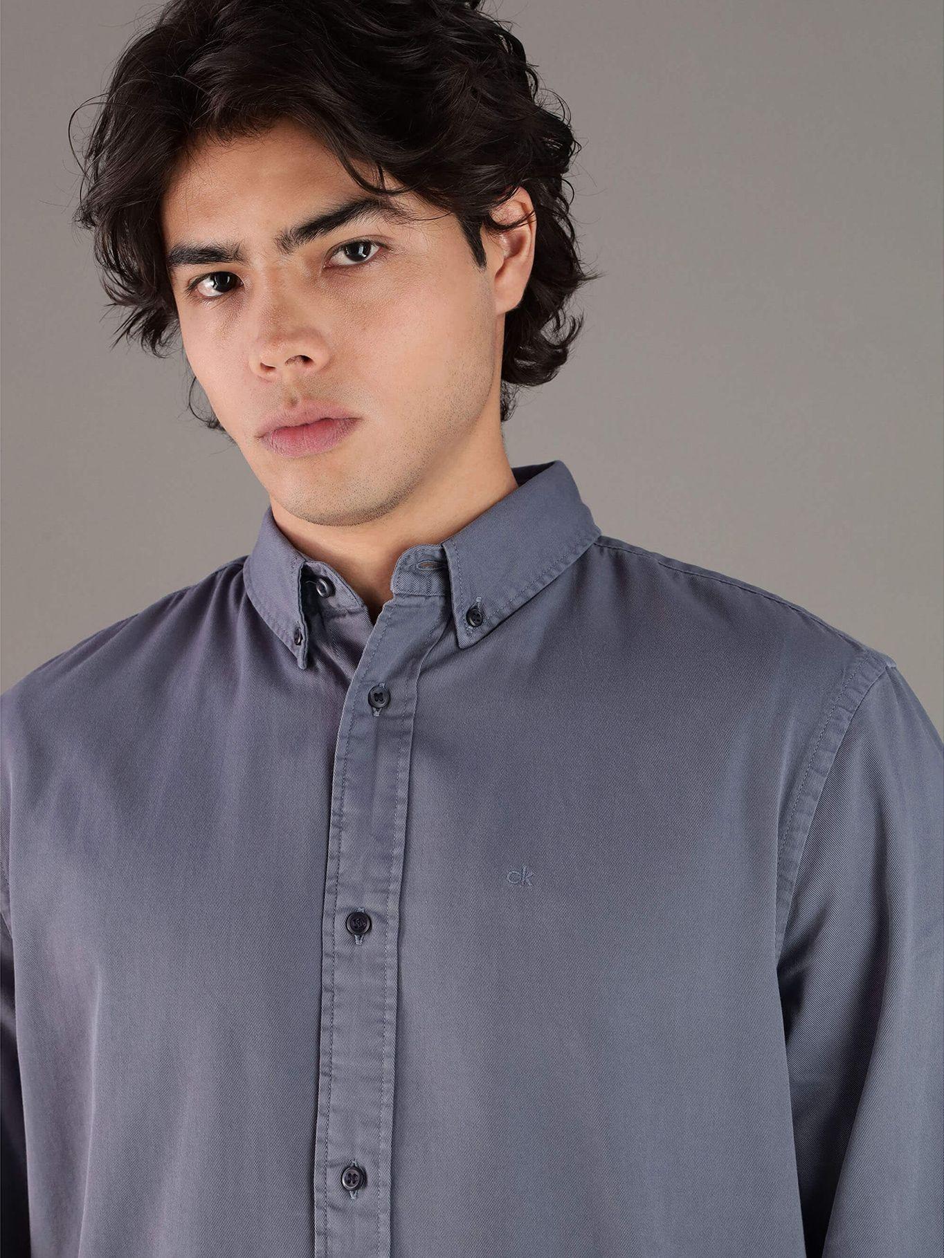 Camisa Garment Dyed Gris Calvin Klein-3