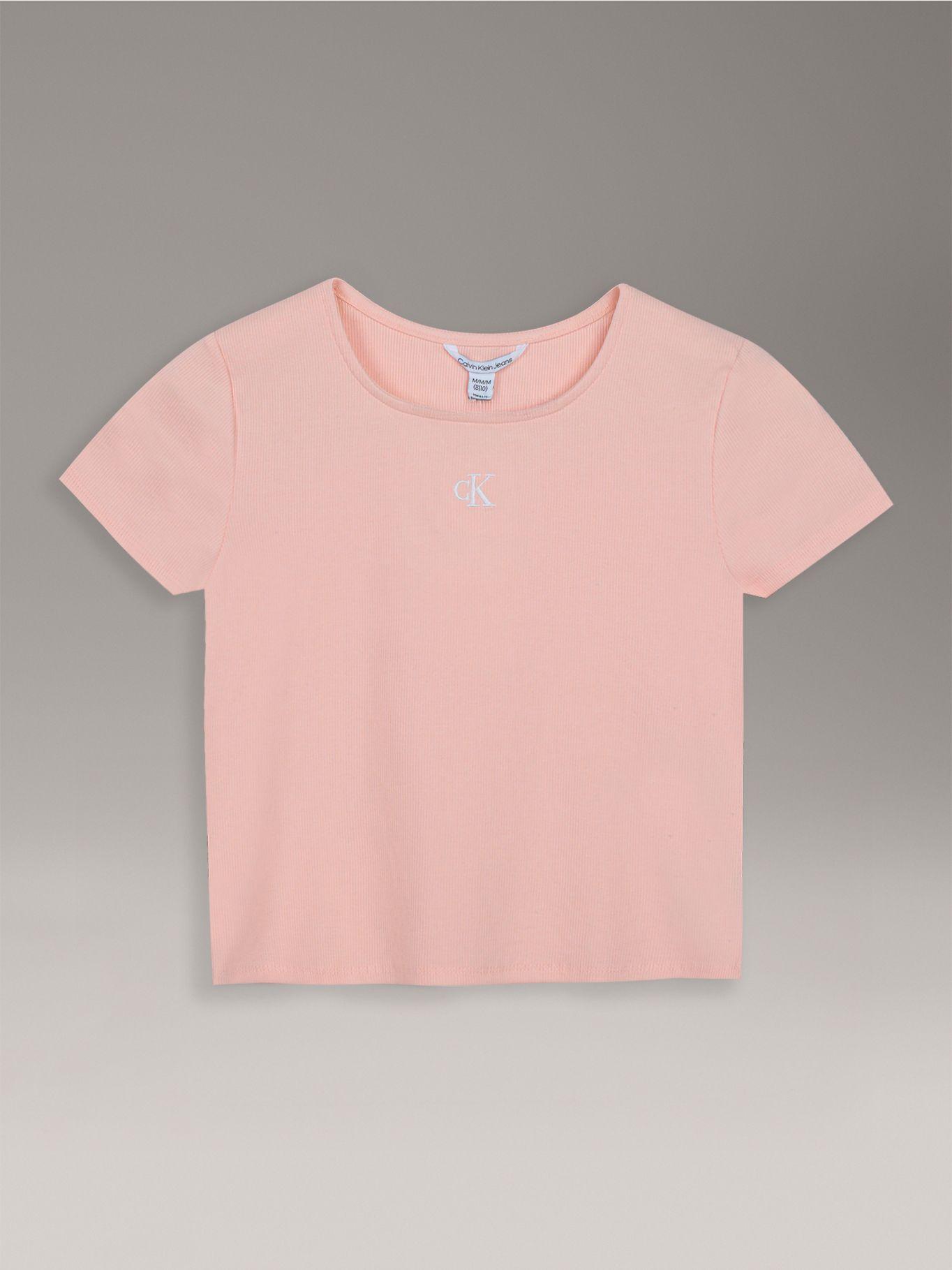 Polera Niña Cuello Cuadrado Canalé Damasco Calvin Klein-0