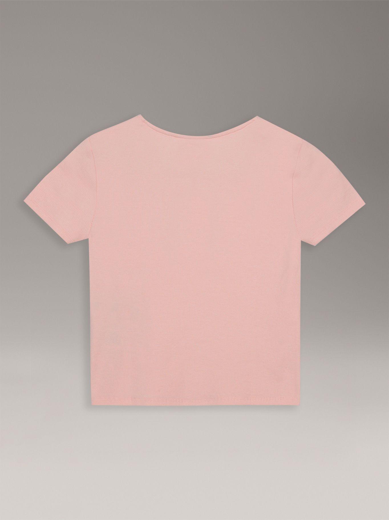 Polera Niña Cuello Cuadrado Canalé Damasco Calvin Klein-1