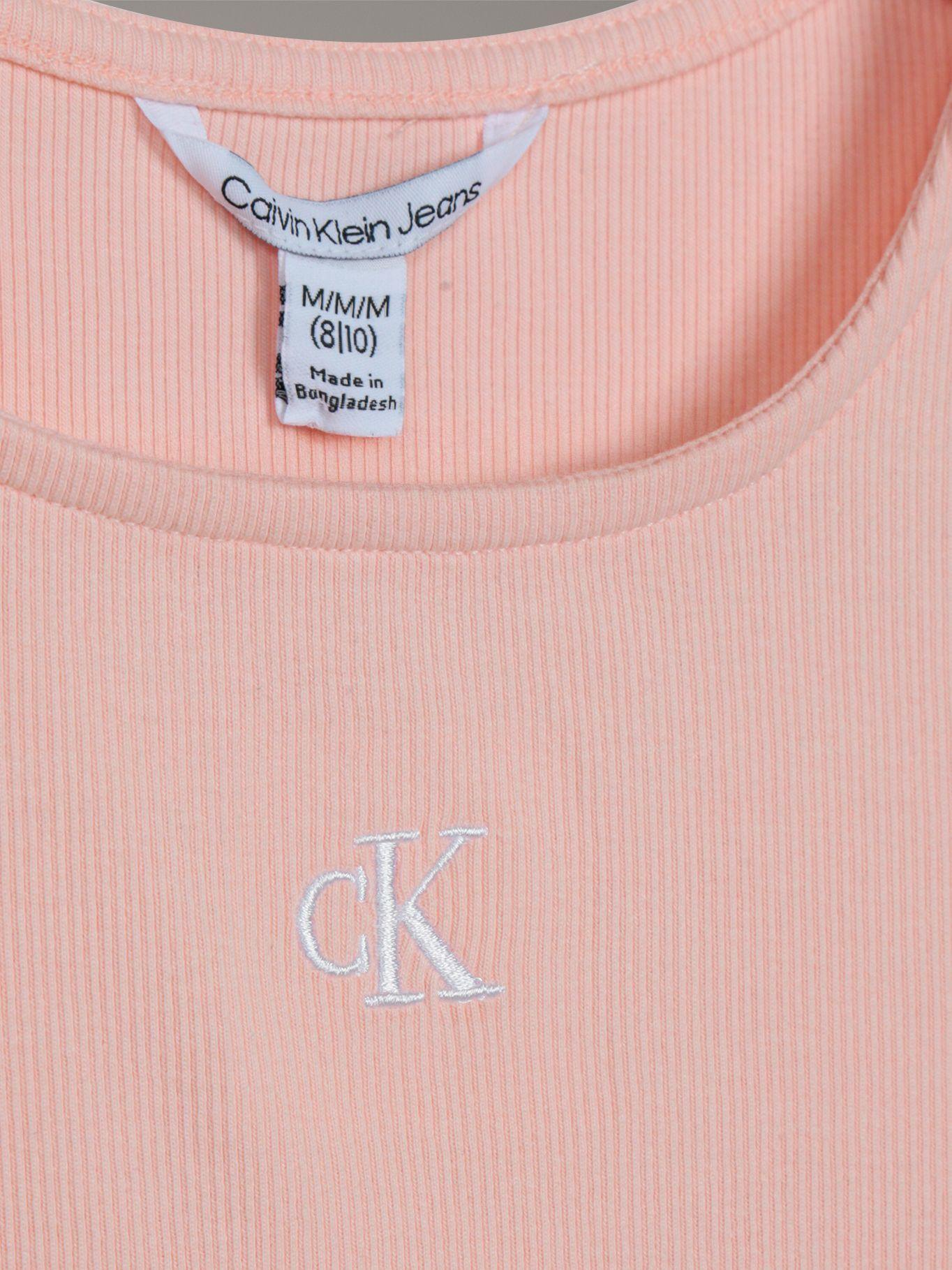 Polera Niña Cuello Cuadrado Canalé Damasco Calvin Klein-2