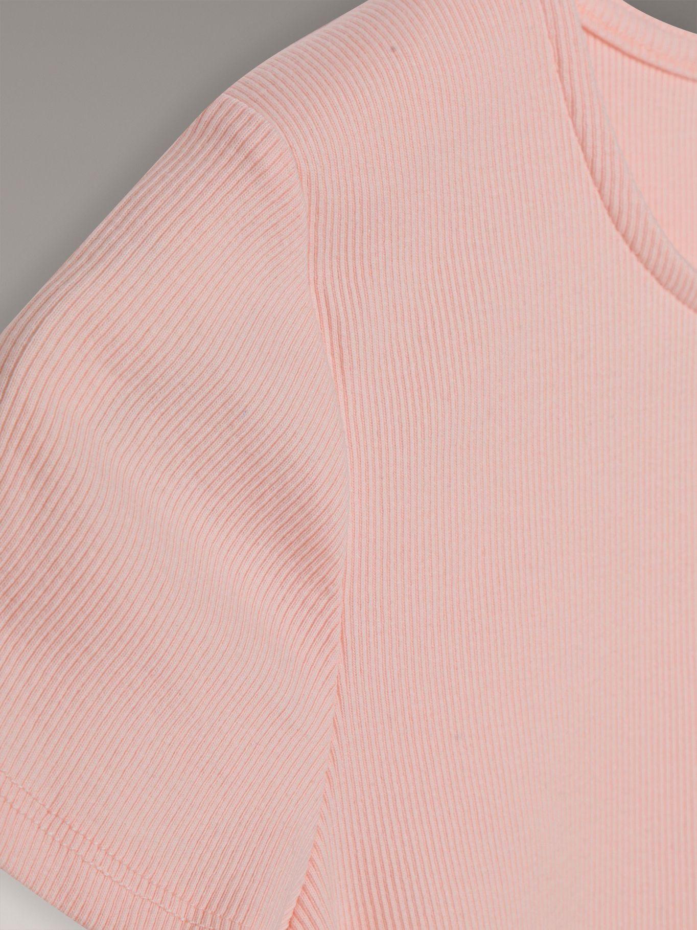 Polera Niña Cuello Cuadrado Canalé Damasco Calvin Klein-3