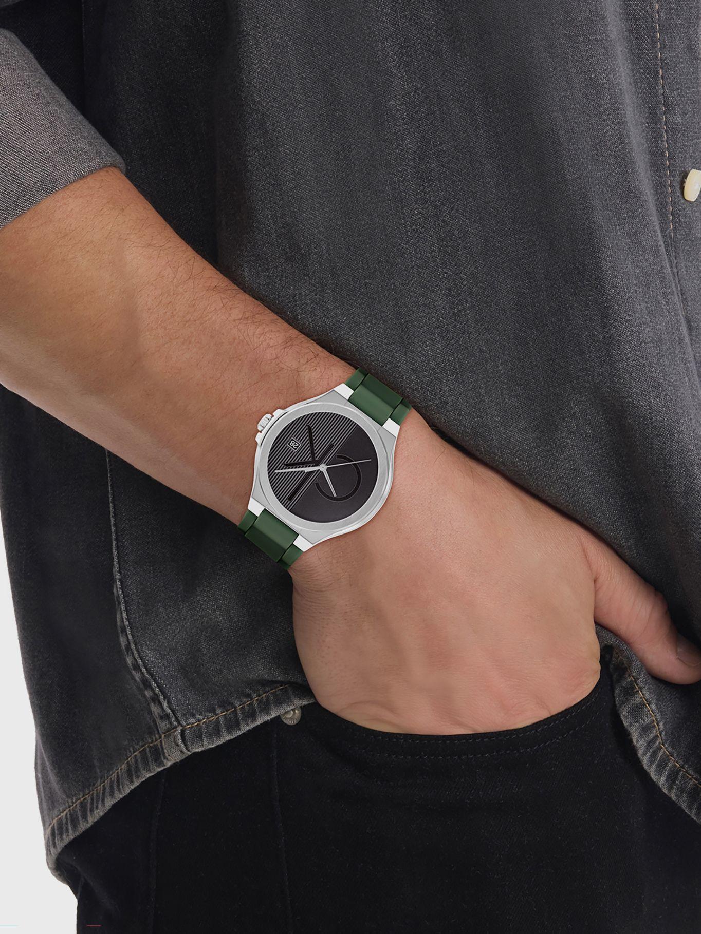 Reloj Textured Monogram Verde Calvin Klein-3