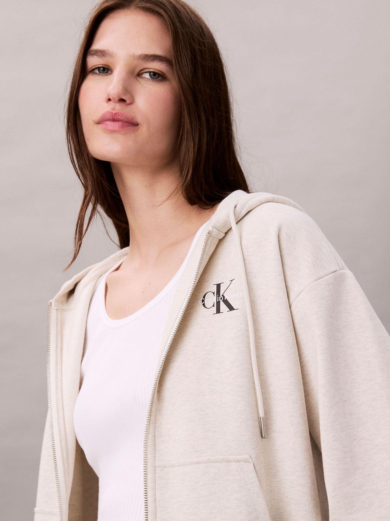 Polerón De Gorro y Cierre Cremallera Beige Calvin Klein-4