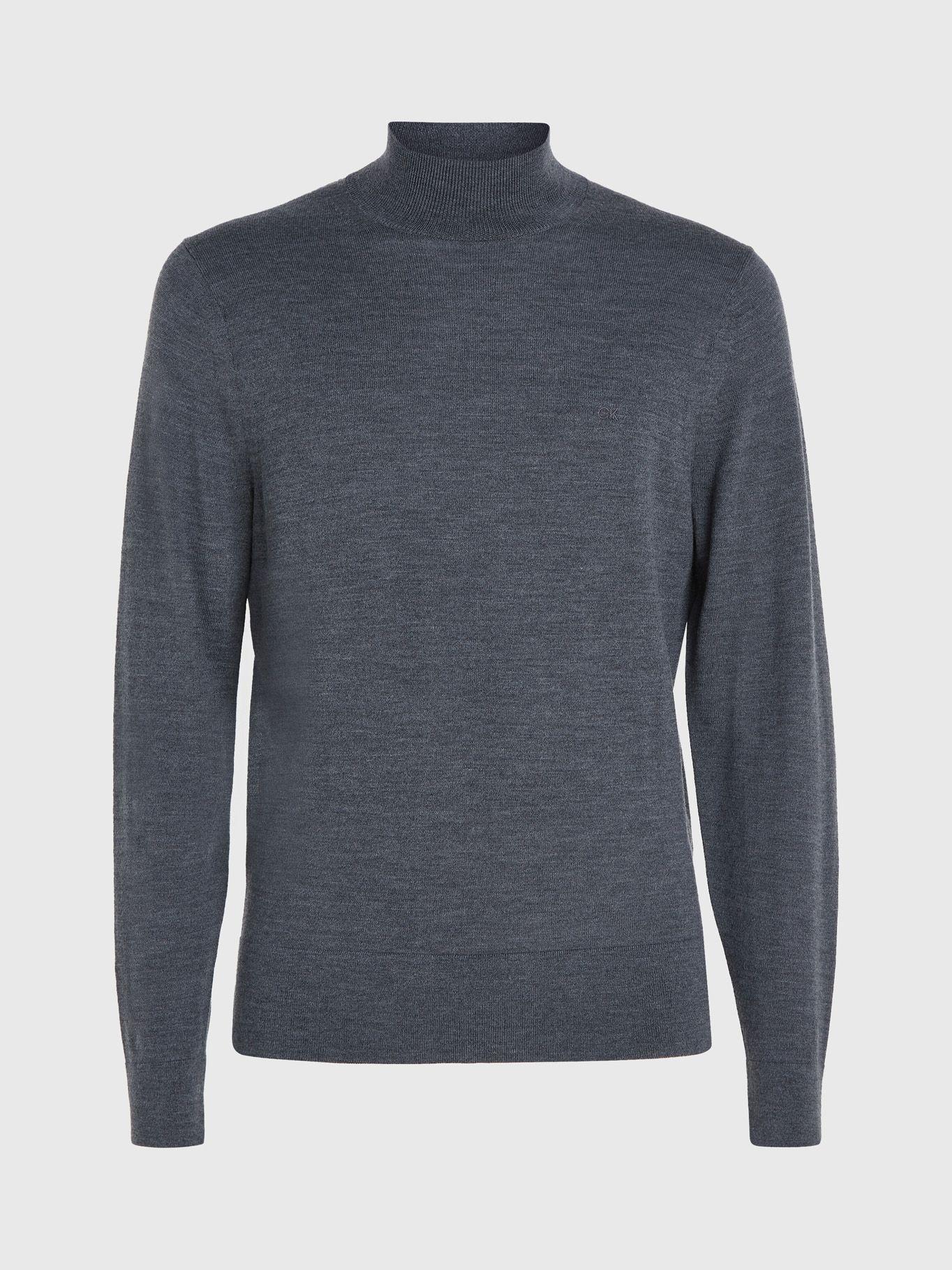 Sweater Cuello Alto Merino Mock Gris P4E Calvin Klein-4