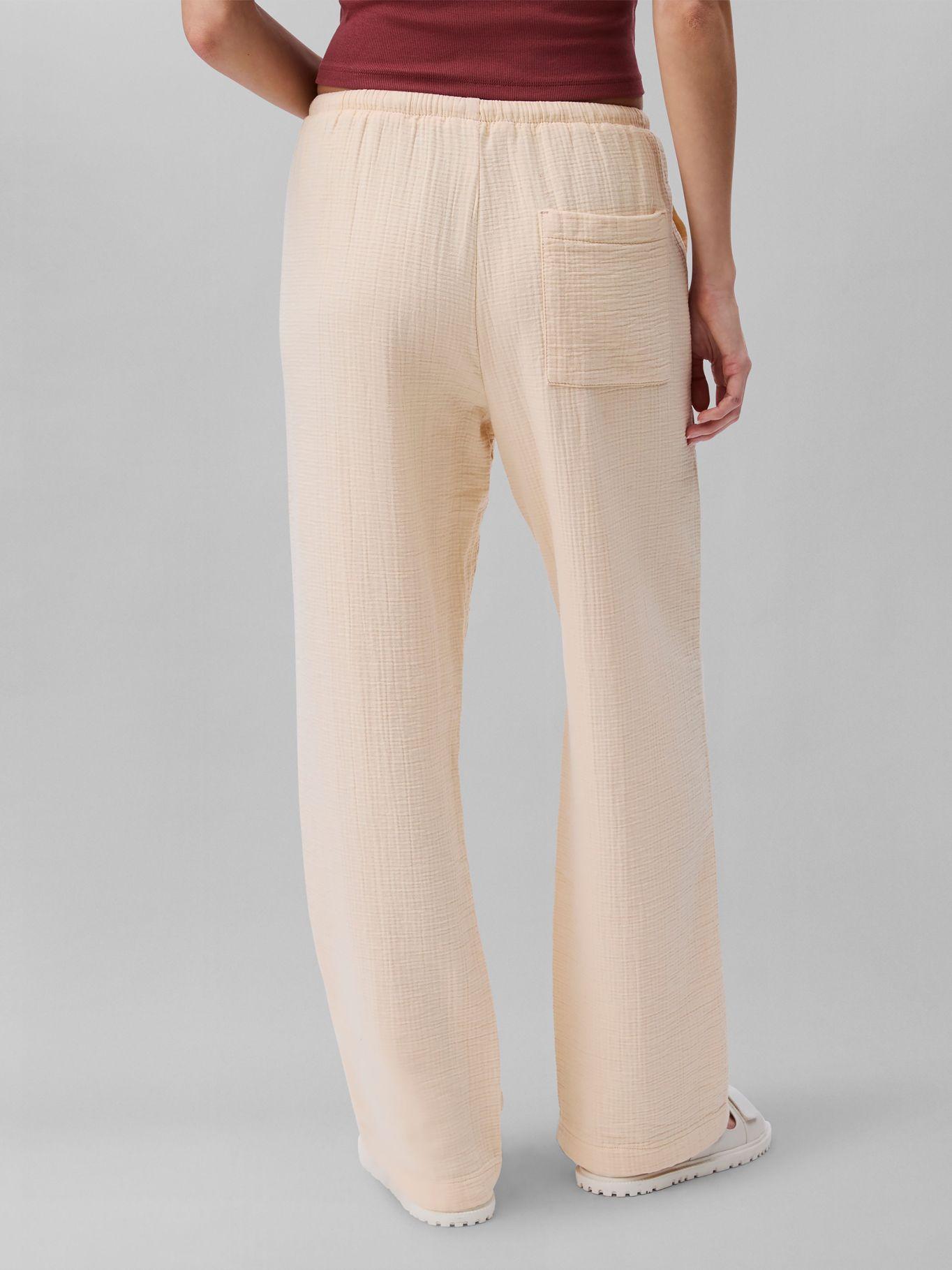 Pantalón Gasa Doble Cintura Elástica Beige Calvin Klein-2