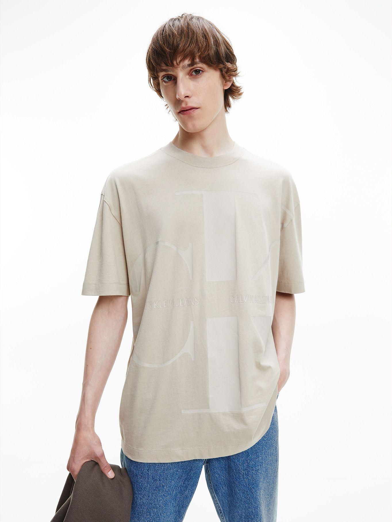Polera Bold Monogram Oversized Beige Calvin Klein-0