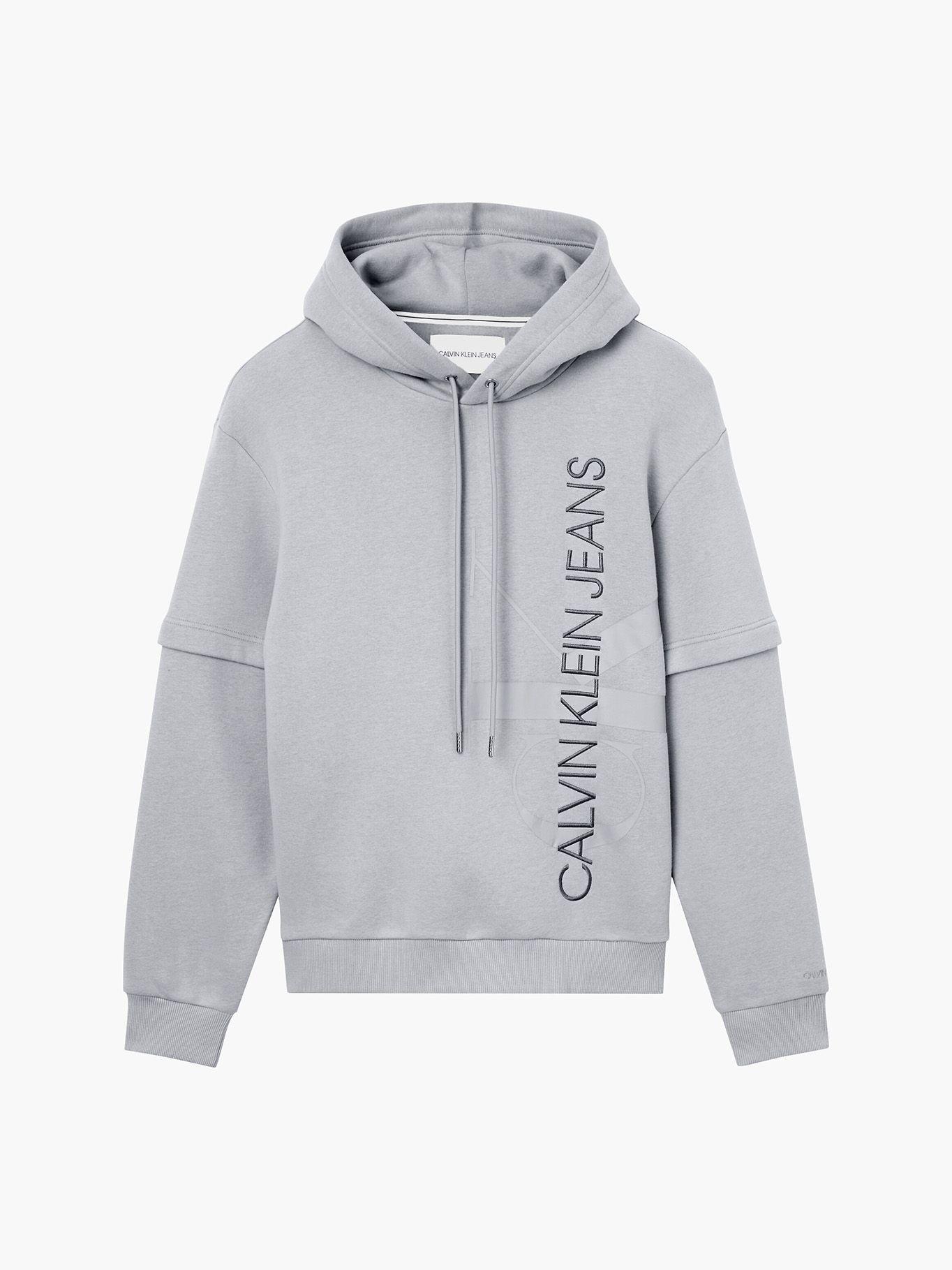 Hoodie Doublelayer Gris Calvin Klein-3