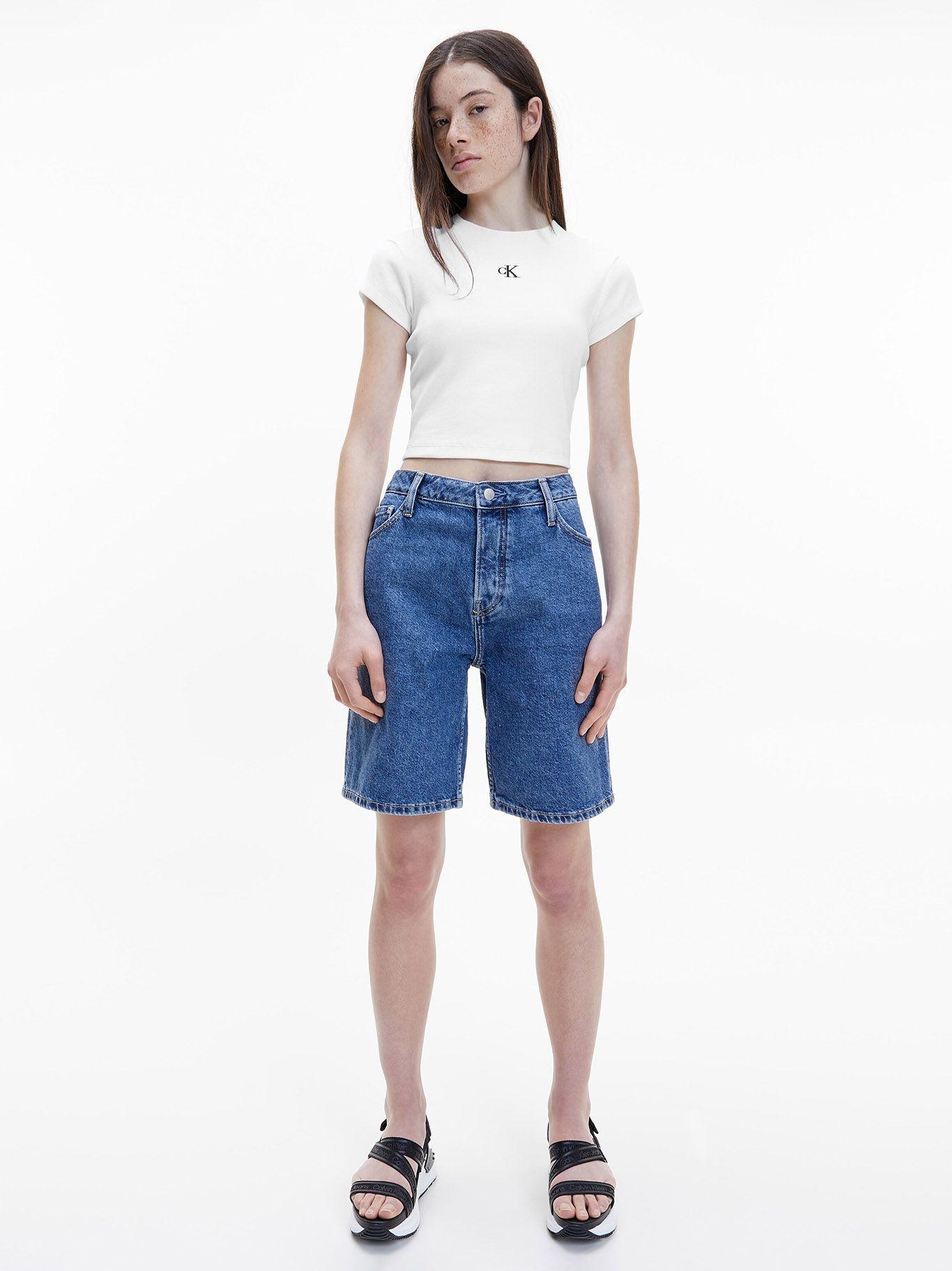 Polera Ck Rib Cropped Blanco Calvin Klein-1