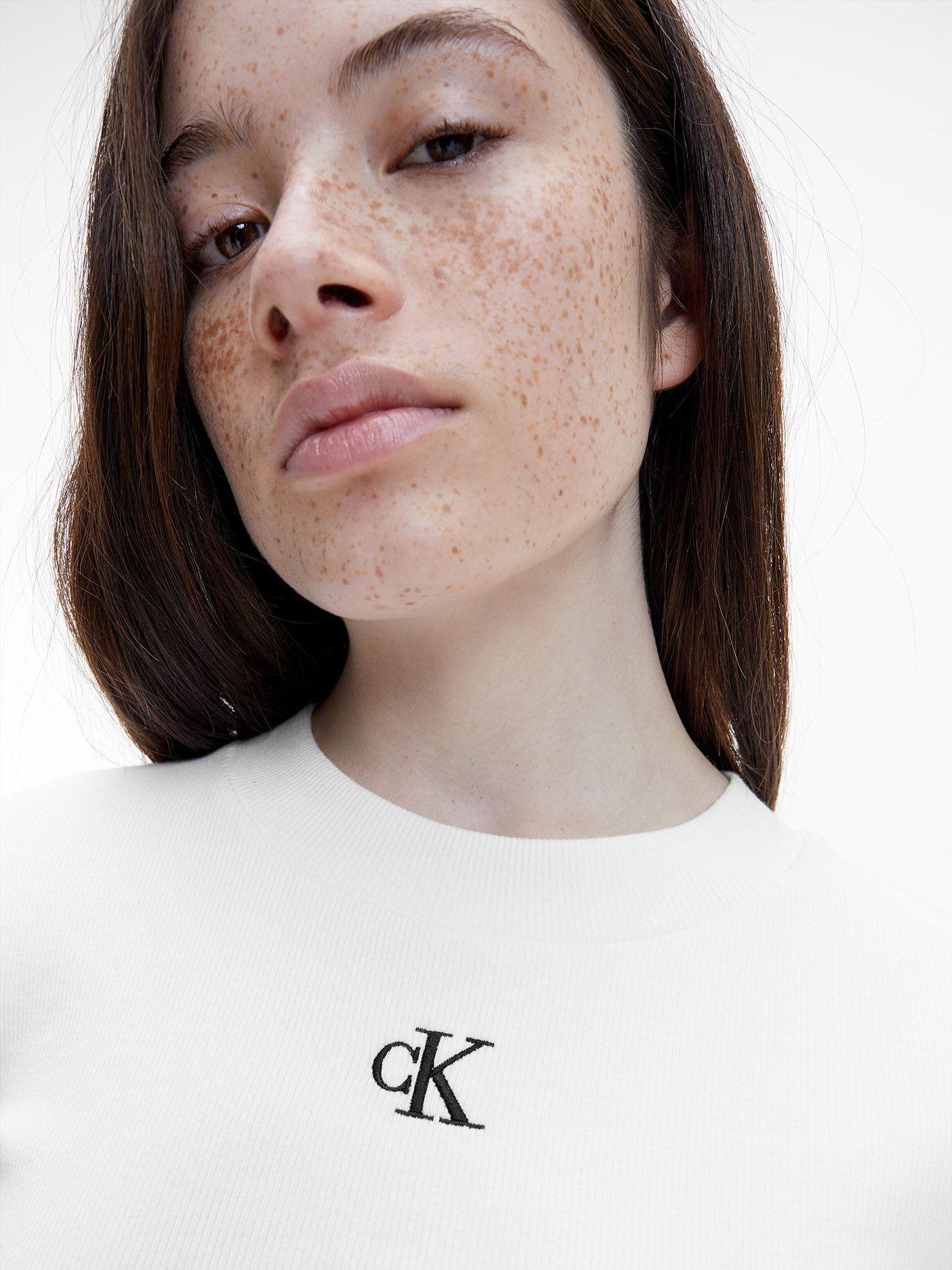 Polera Ck Rib Cropped Blanco Calvin Klein-3