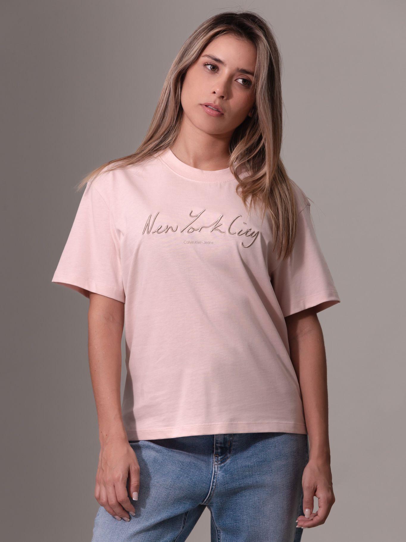 Polera Embroidered Nyc Relaxed Rosado Calvin Klein-0